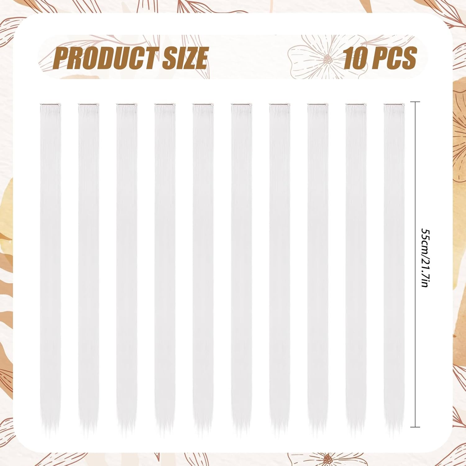 Homiliky 10 Pcs White Clip in Hair Extensions 22 Inch Long Straight Synthetic Weave for Women Natural Look Halloween Cosplay