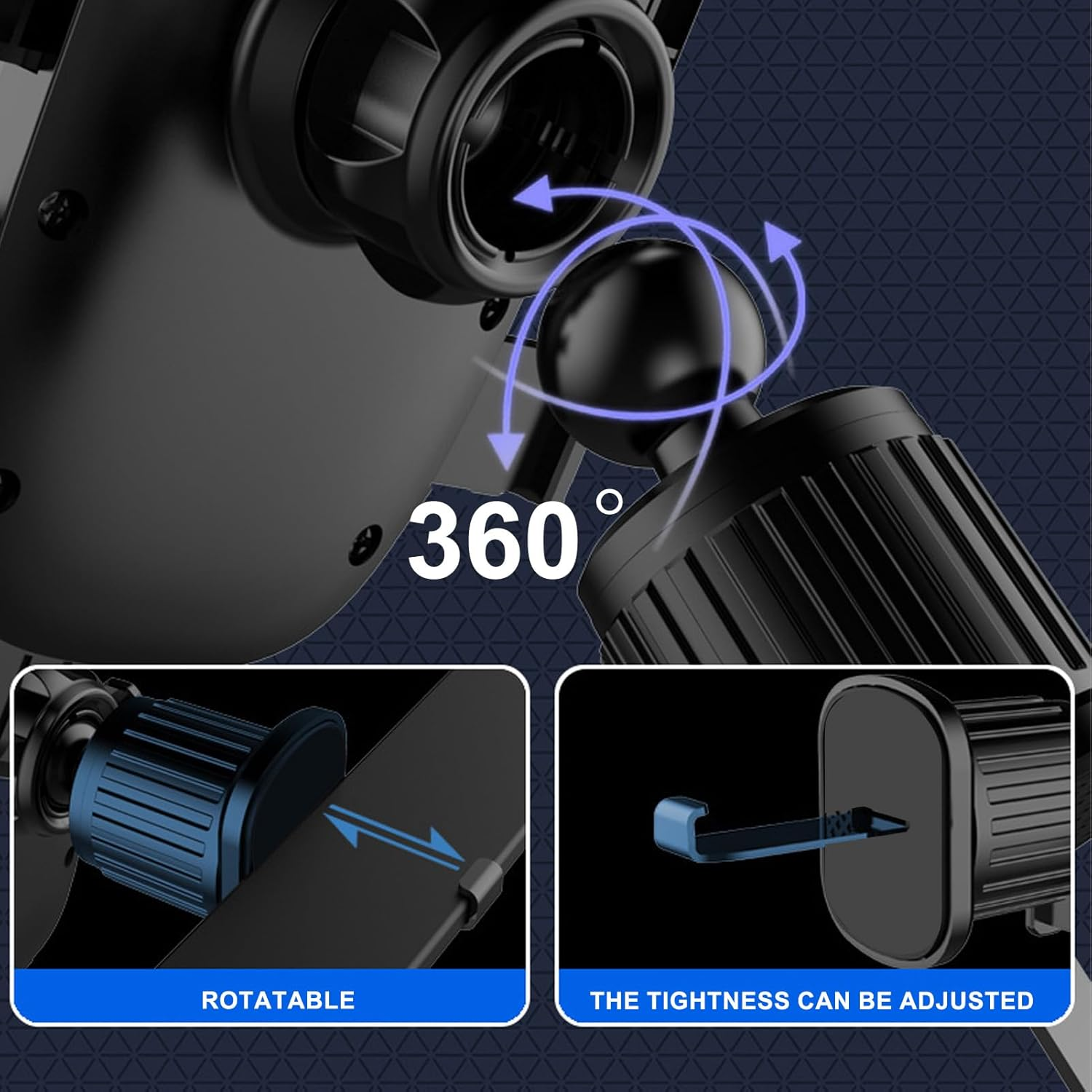 Car Phone Holder Mount,Car Phone Holder - Air Vent Mount with Upgraded Double Metal Hook, 360&deg; Adjustable Design, Compatible with Iphone, Samsung, Nokia and Smartphones image number 4