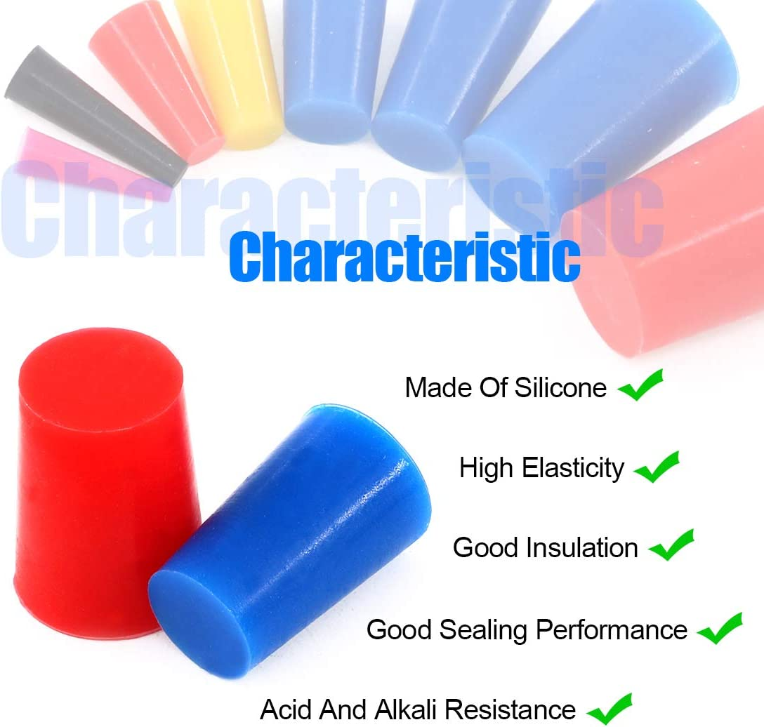 Glarks 100Pcs High Temp Silicone Rubber Tapered Plug Assortment Kit Masking off Holes during Powder Coating, Painting, Hydro Dipping, Media Blasting image number 4