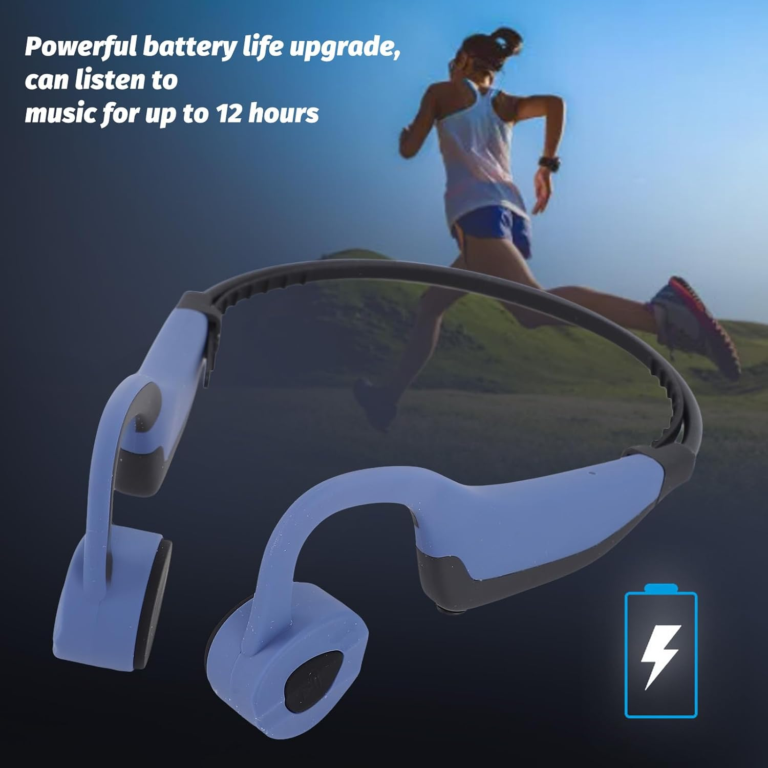 Garsent Bone Conduction Headphones, Open Ear IPX8 Water Proof Swimming Earphone Bluetooth, 16G Memory, Sports Headset for Running Cycling and Other Activities (Blue) image number 4