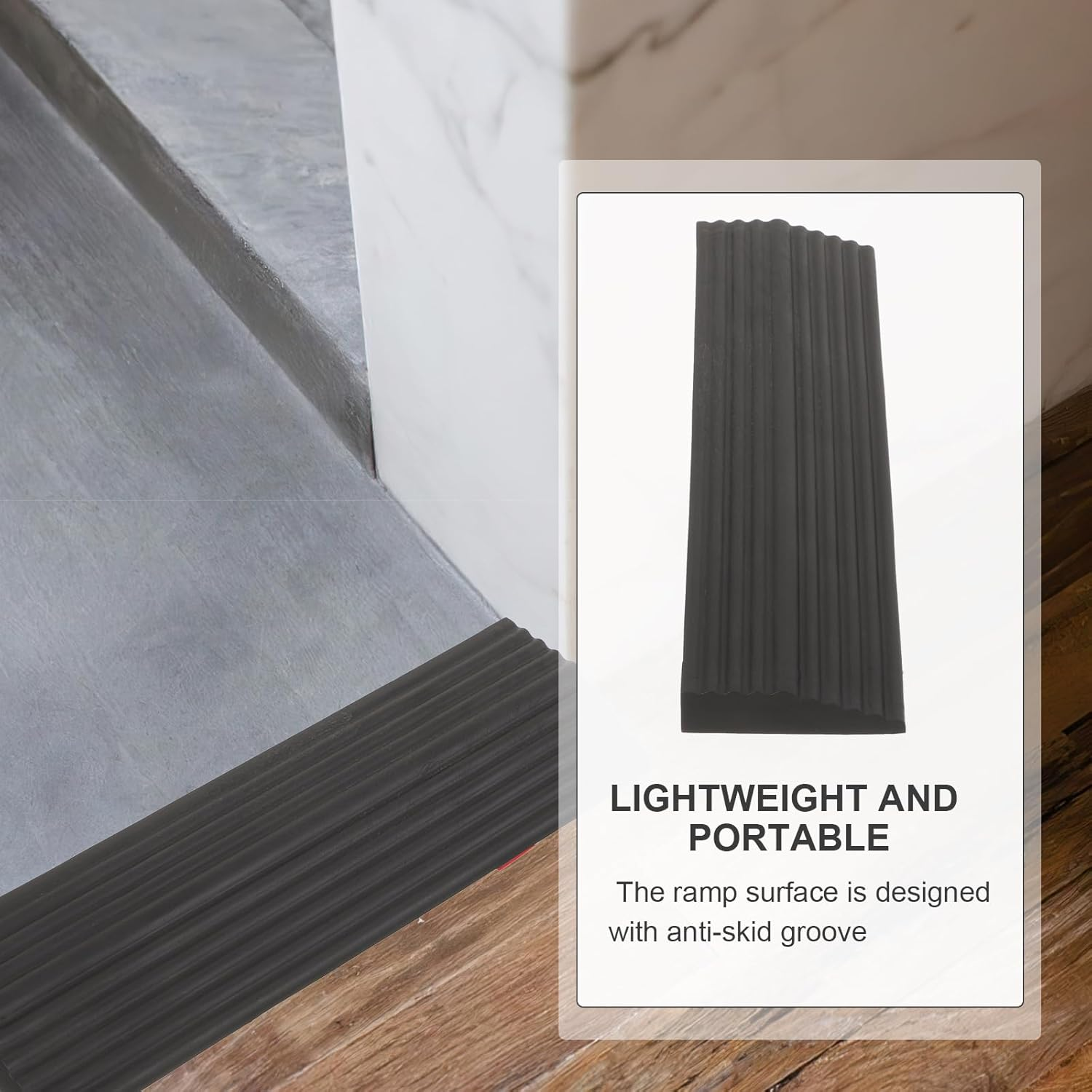 NOLITOY 5Pcs Rise Threshold Ramps for Doorways, Self-Adhesive Rubber Ramp, Door for Wheelchair, Robot Vacuum, Stroller, Non-Slip, Cuttable Rubber for Doorway, Bathroom, Kitchen