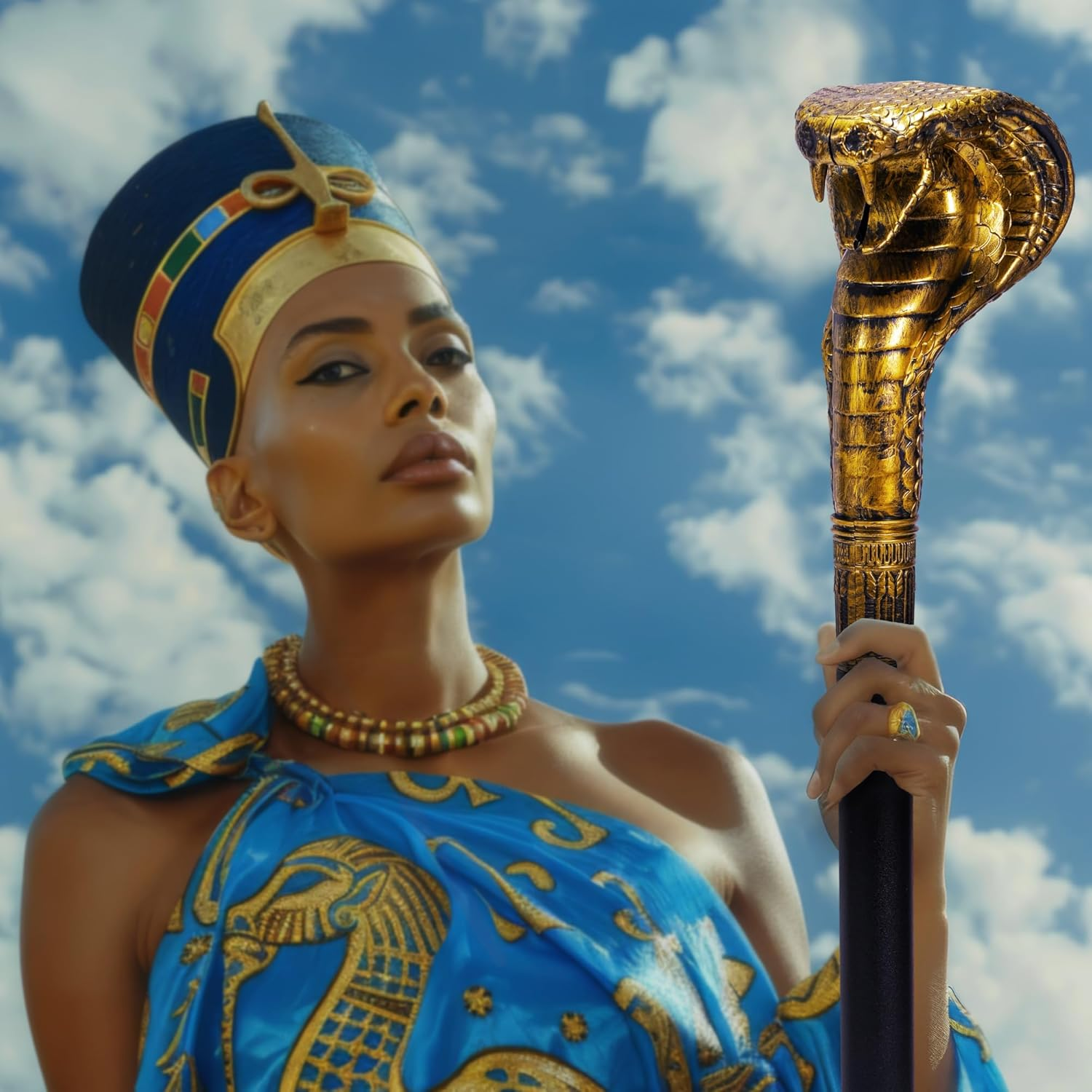 Spooktacular Creations Mystical Pharaoh Accessory Ancient Egyptian Style Staff for Halloween Trick-Or-Treating, Themed Party, Halloween Dress-Up Parties, and Pretend Play Costume Gold image number 2