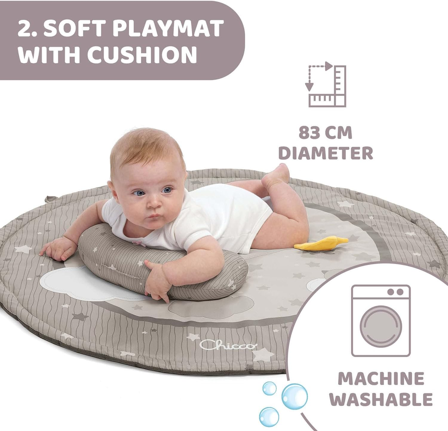 Chicco 3 in 1 Baby Gym Activity Mat, Beige image number 2