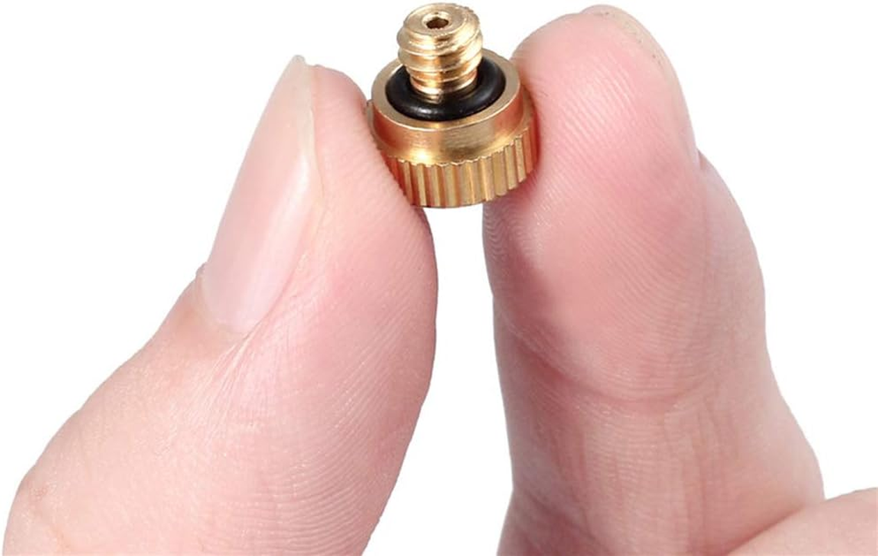 20 Pack Brass Misting Nozzles Heads, Low Pressure Atomizing Misting Sprayer for Patio Lawn, Landscaping, Dust Control, Outdoor Cooling Mister System, 0.016"(0.4Mm) Orifice, 10/24 UNC image number 3