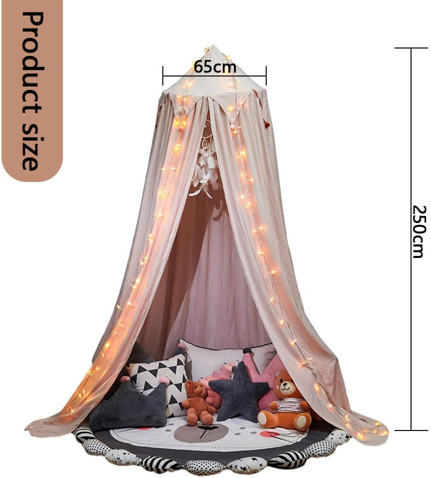 Double-Layer Pink Princess Bed Canopy for Girls, Bed Curtain Tent with Tassels for Kids&rsquo; Reading Nook & Bedroom Decor, Fits Twin, Full & Queen Beds, Foldable & Machine Washable image number 3