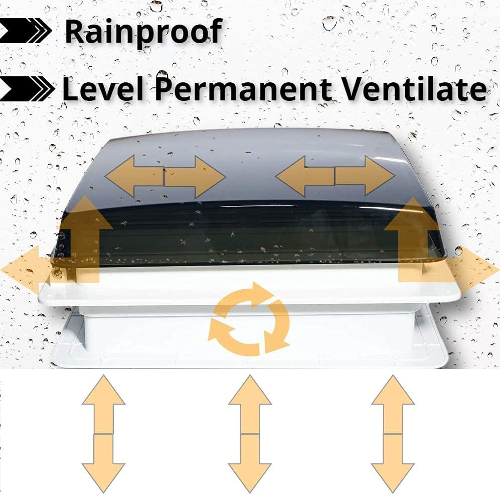 Vent RV Roof Vent with Rain Sensor, Automatic Level Permanent RV Air Ventilation Fan Speeds 12 Volt Remote Deluxe RV Vent Fan, with Dome Smoke RV Vent Cover Lid (14" X 14") image number 2