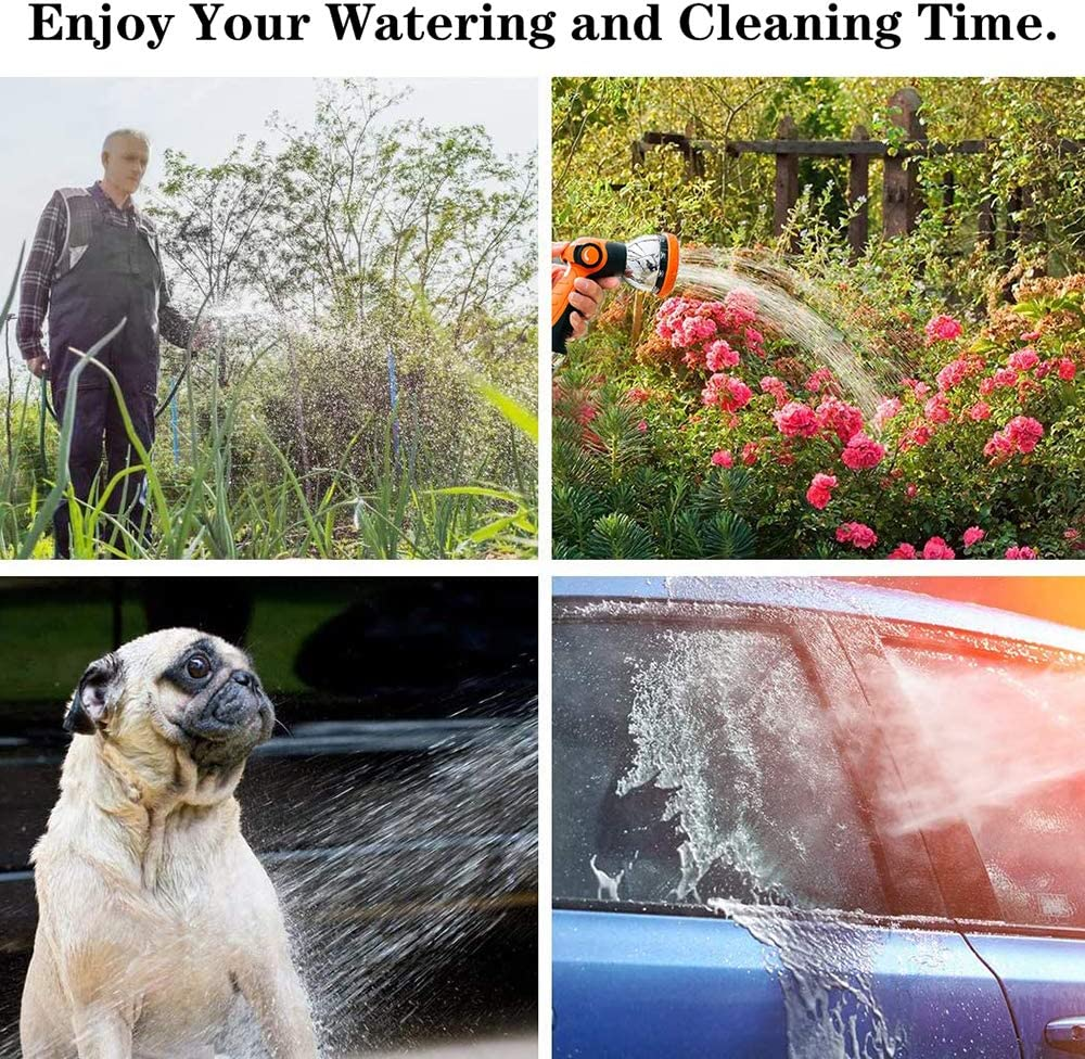 Garden Hose Spray Nozzle,10 Hose Metal Duty Watering Patterns Thumb Control on off Valve, High Pressure Nozzle Sprayer for Plants, Car Wash,Cleaning,Showering Pets image number 3