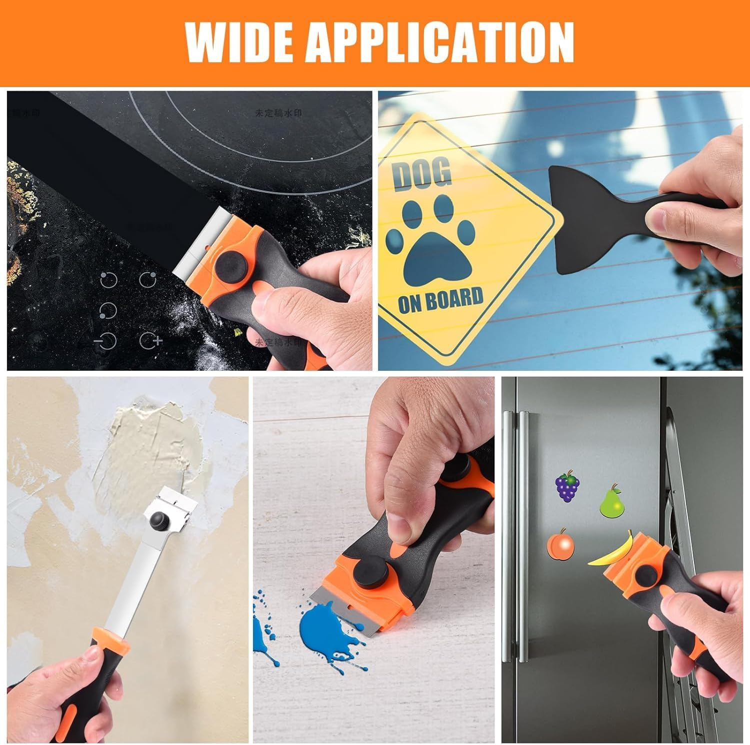 Window Razor Scraper Set, 2 Pack Long Handle Glass Cleaning Tools with 20 Blades Metal and Plastic Blades, Long Handle Cleaning Scraper Tools with Metal and Plastic Blades for Cleaning Sticker image number 1