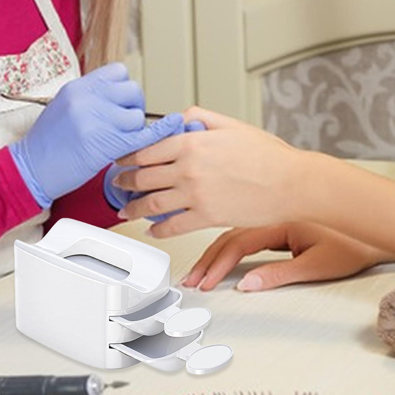 Dip Powder Tray Tool | Layer Glitter Catcher | 2-In-1 Powder Recycling Container with Rhinestones Gems Decoration for Women Girls Manicure Accessory Professional Salon Home Use Creative image number 4