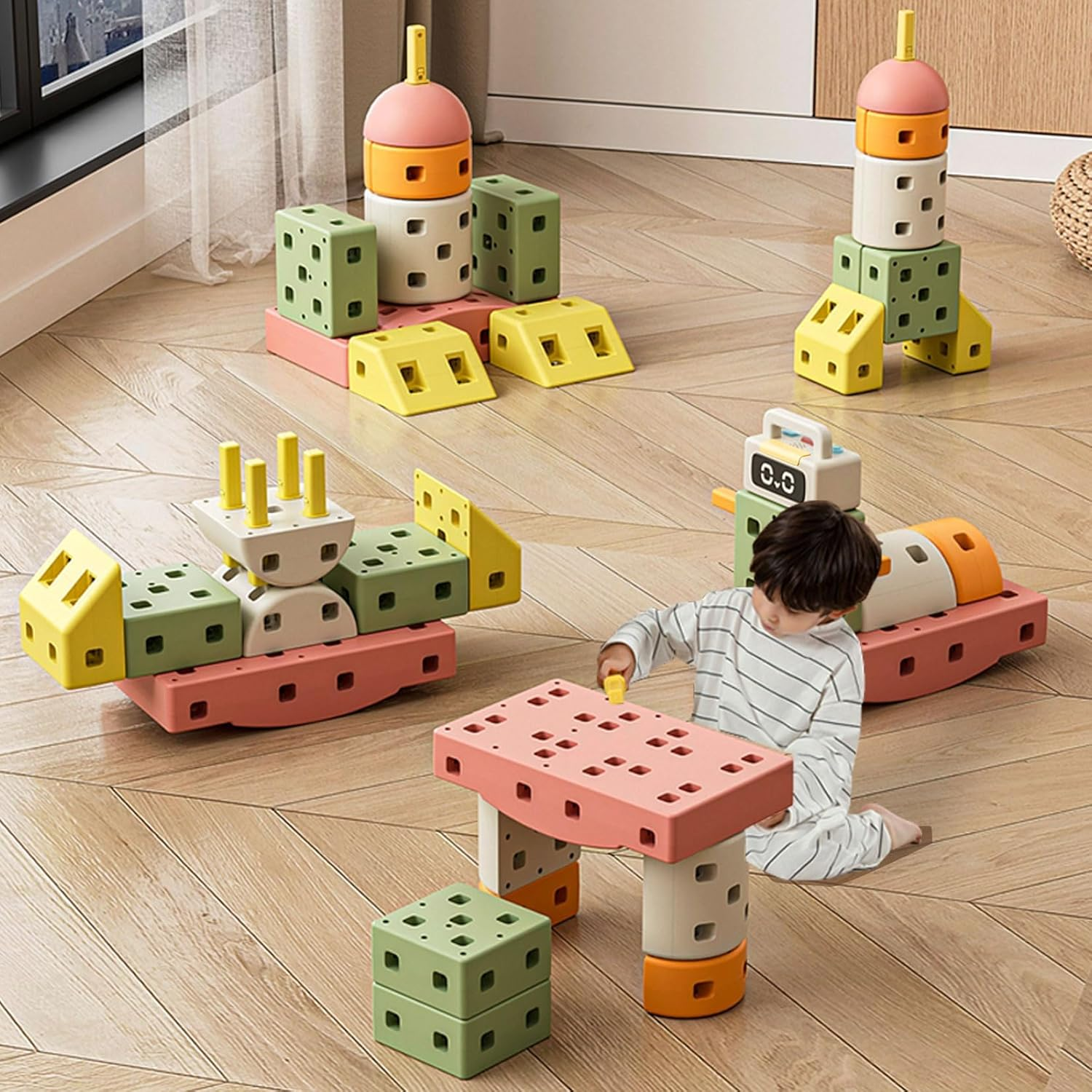 Building Blocks Big Size, DIY Jumbo Blocks More Shapes,Build Your Own Toy Cars,Toys Children Boys Girls Ages 1-6+ Year Old image number 3