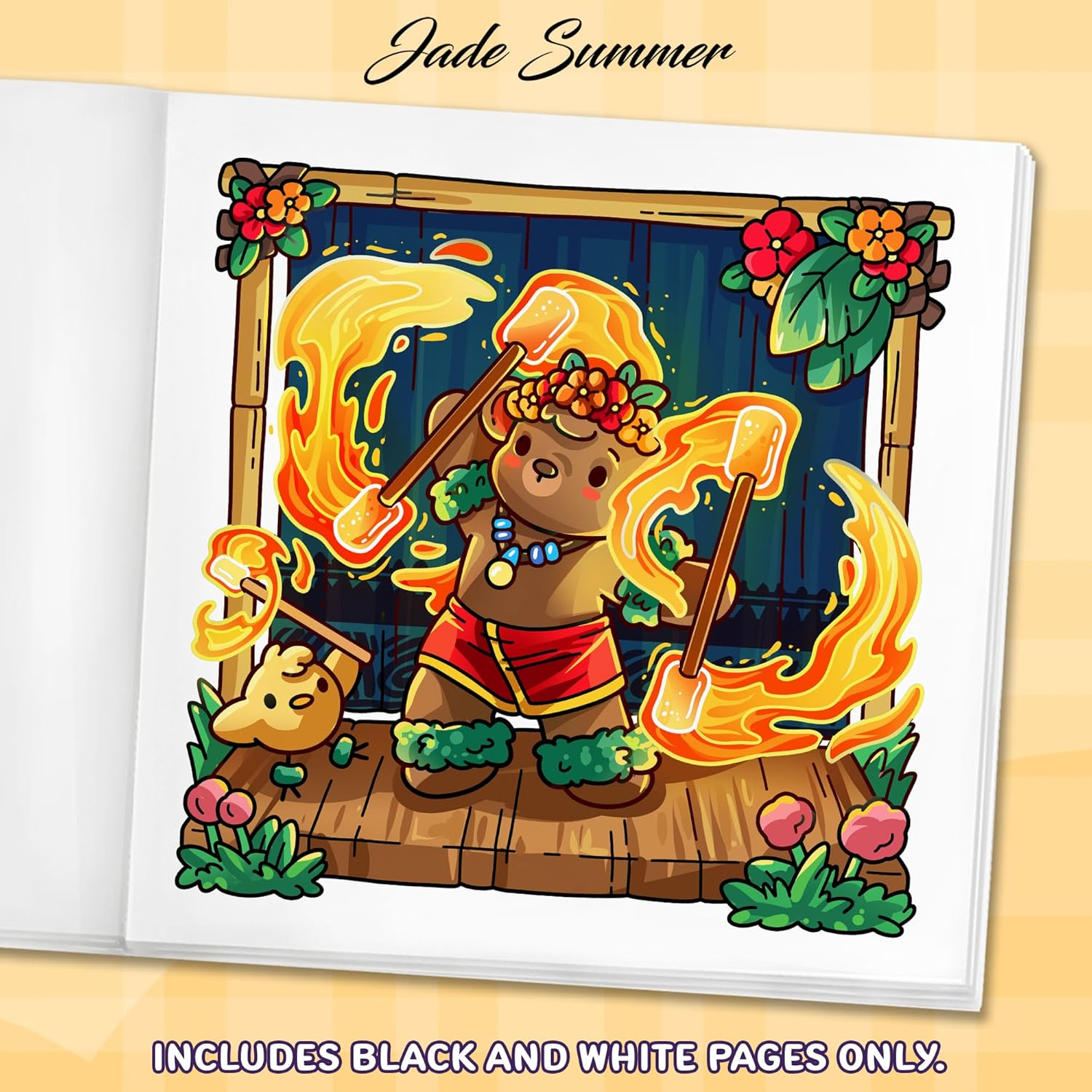 Cozy Hawaii: Cute Coloring Book for Adults and Teens with Charming Characters and Easy-To-Color Tropical Scenes for Relaxation