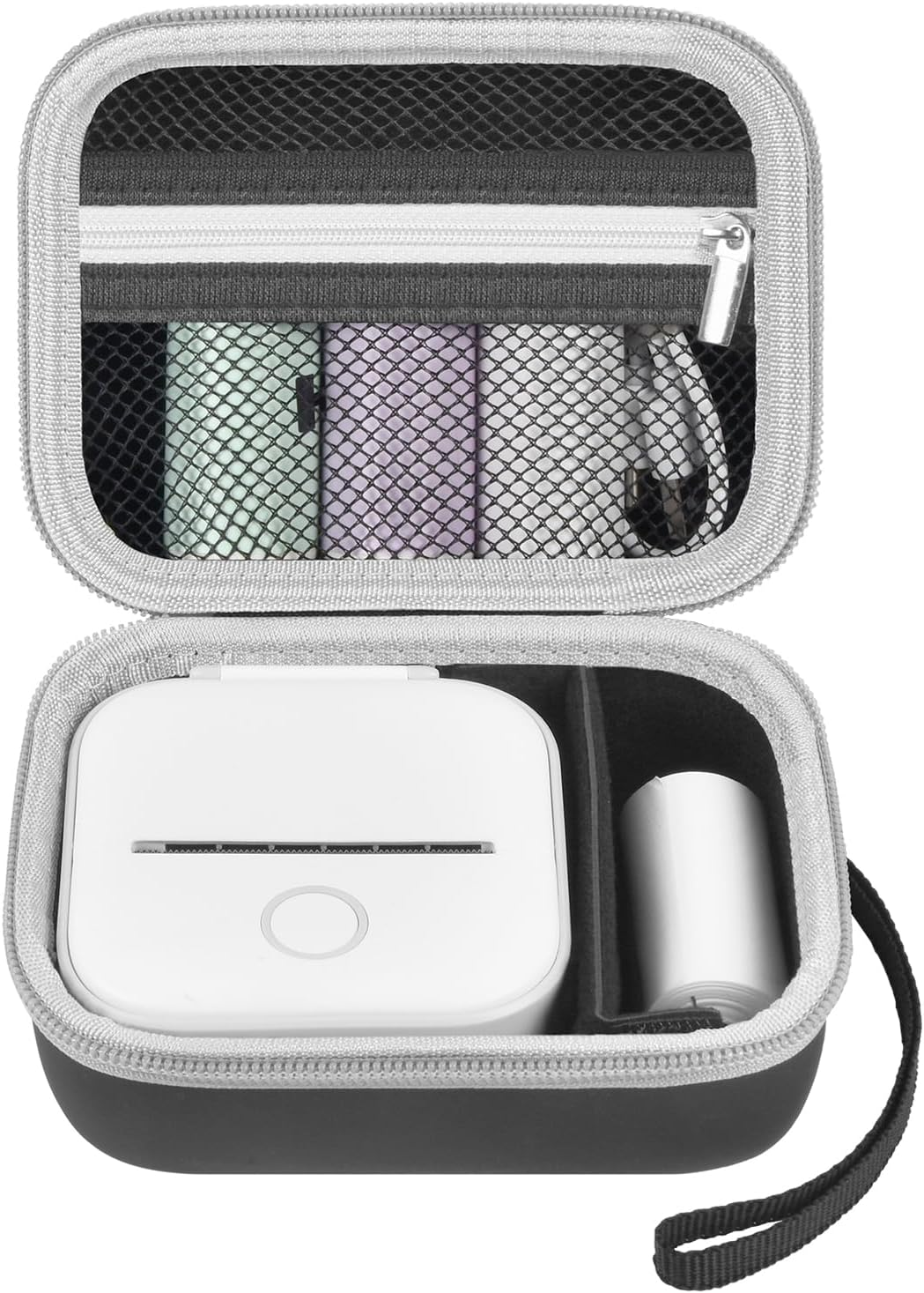 ANKHOH Label Maker Case for Memoking T02/ Phomemo M02/ M02S/ M02 Pro/ Q30S/ Ponek Mini Pocket Printer, Portable Sticker Printer Storage Holder Organizer Bag Paper&Usb Cables, Box Only (