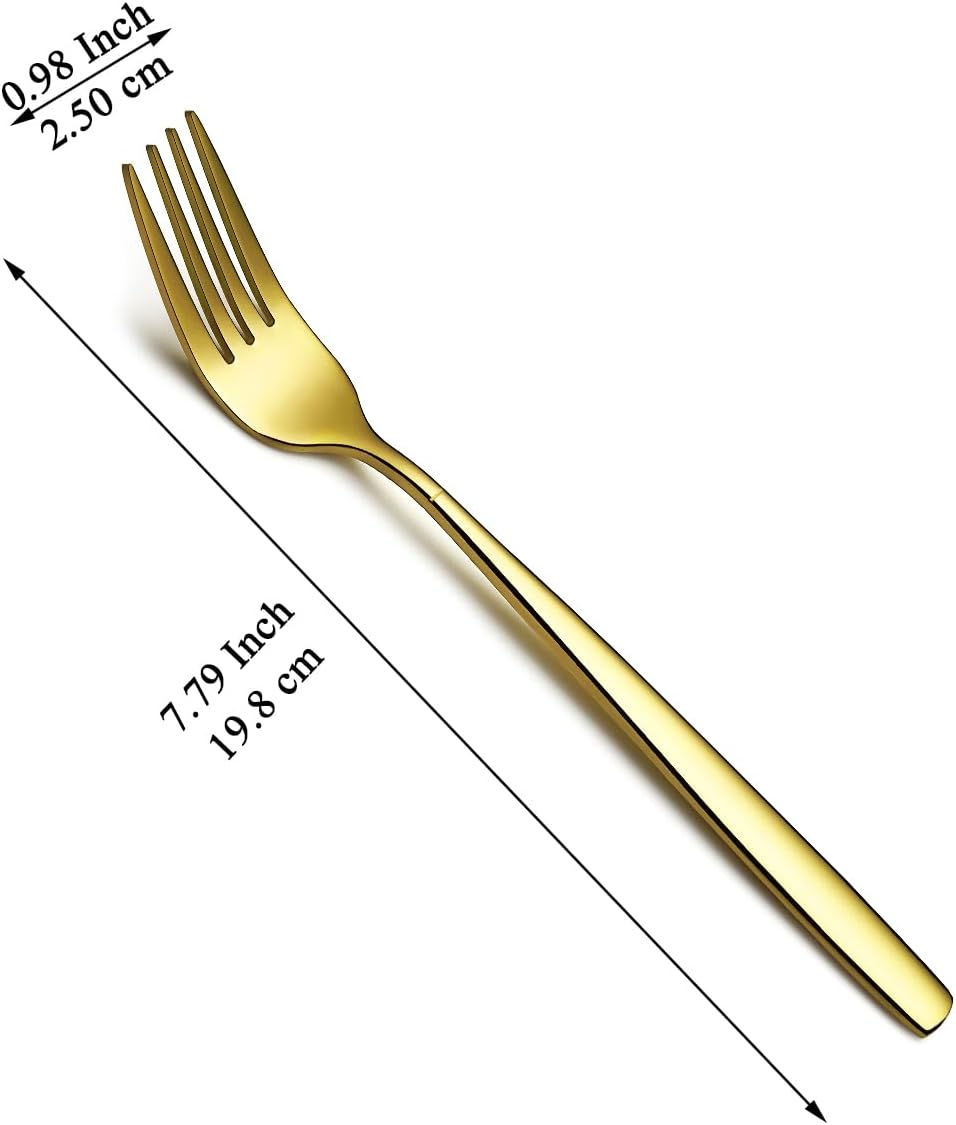 Berglander Gold Table Forks of 12 Pieces, Titanium Gold Plated Stainless Steel Modern Dinner Fork Set, Forks and Spoons Cutlery Ideal for Home, Toilet, Hotel, Wedding, Dishwasher Safe - Black image number 6