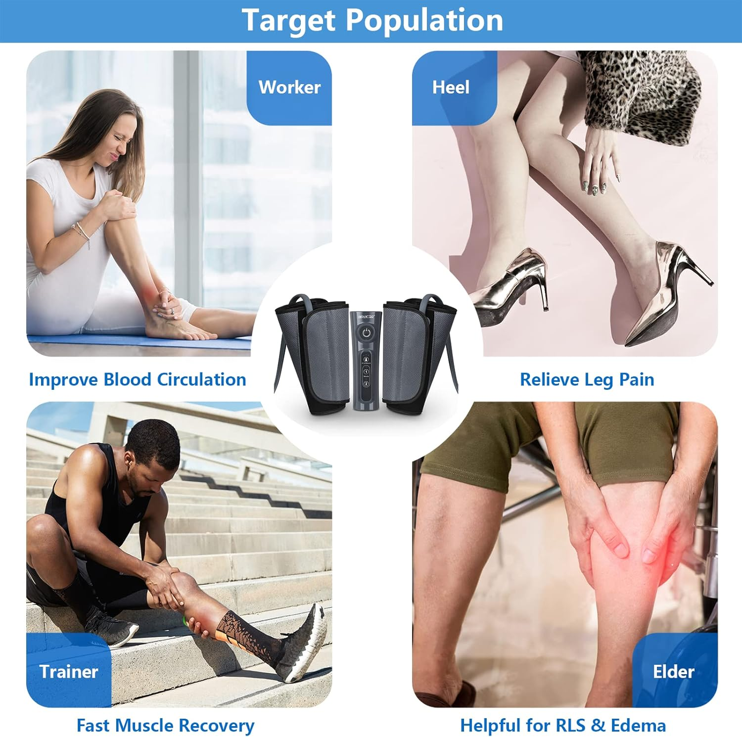 CINCOM Leg Massager for Circulation Air Compression Calf Wraps for Foot Calf & Arm Relaxation and Helpful for RLS and Edema and Muscles Relaxation image number 3