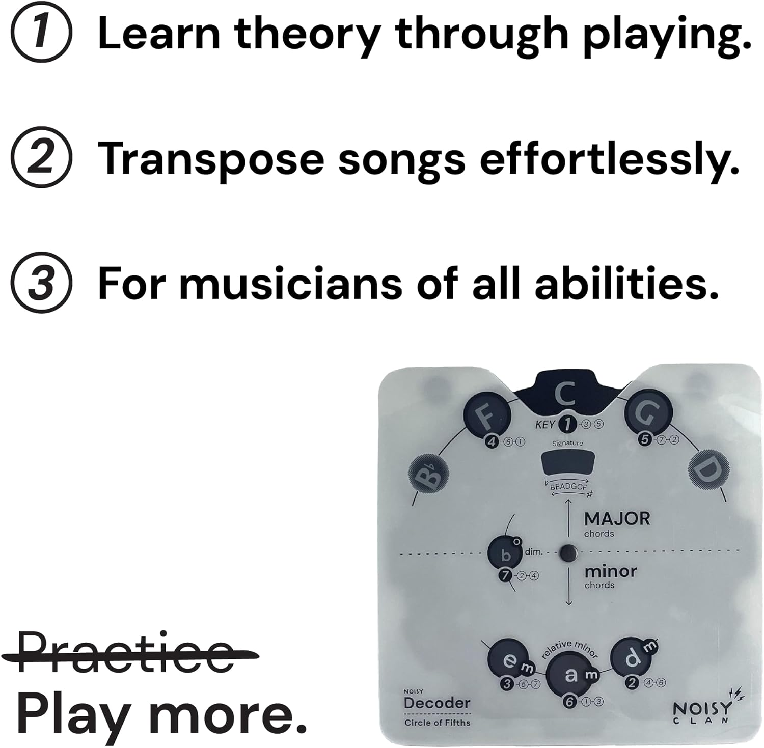 Circle of Fifths Wheel Tool - Decode the Circle of Fifths with a Plastic Wheel - Focus on the Key to Transpose and Write Music. Circle of Fifths MADE EASY! Never Worry about Music Theory image number 1