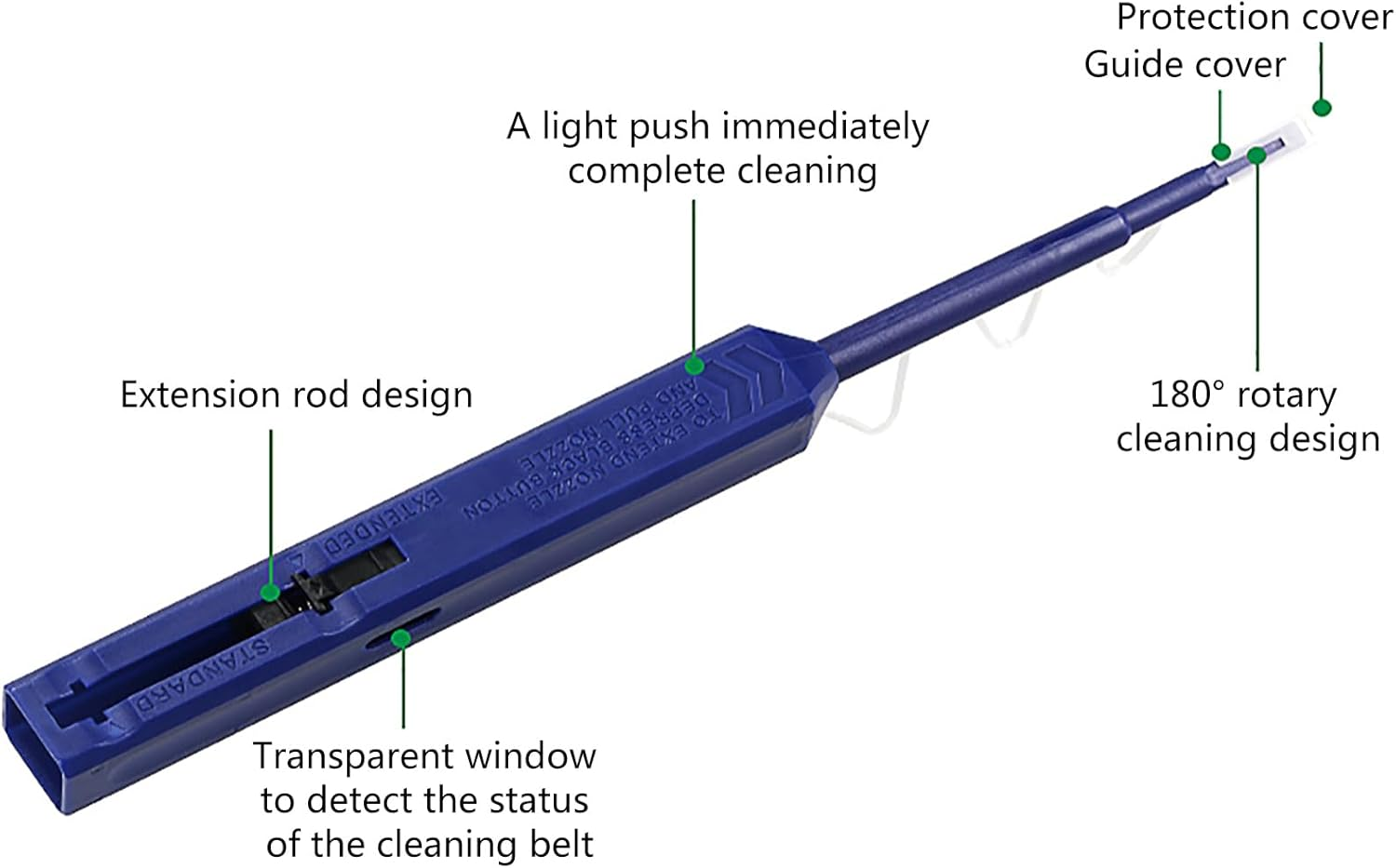 Fiber Cleaner - Fiber Cleaning Pen, Optical Connector End Cleaner | Fiber Connection Sweep Cleaning, Fiber Opt Cleaning Pen