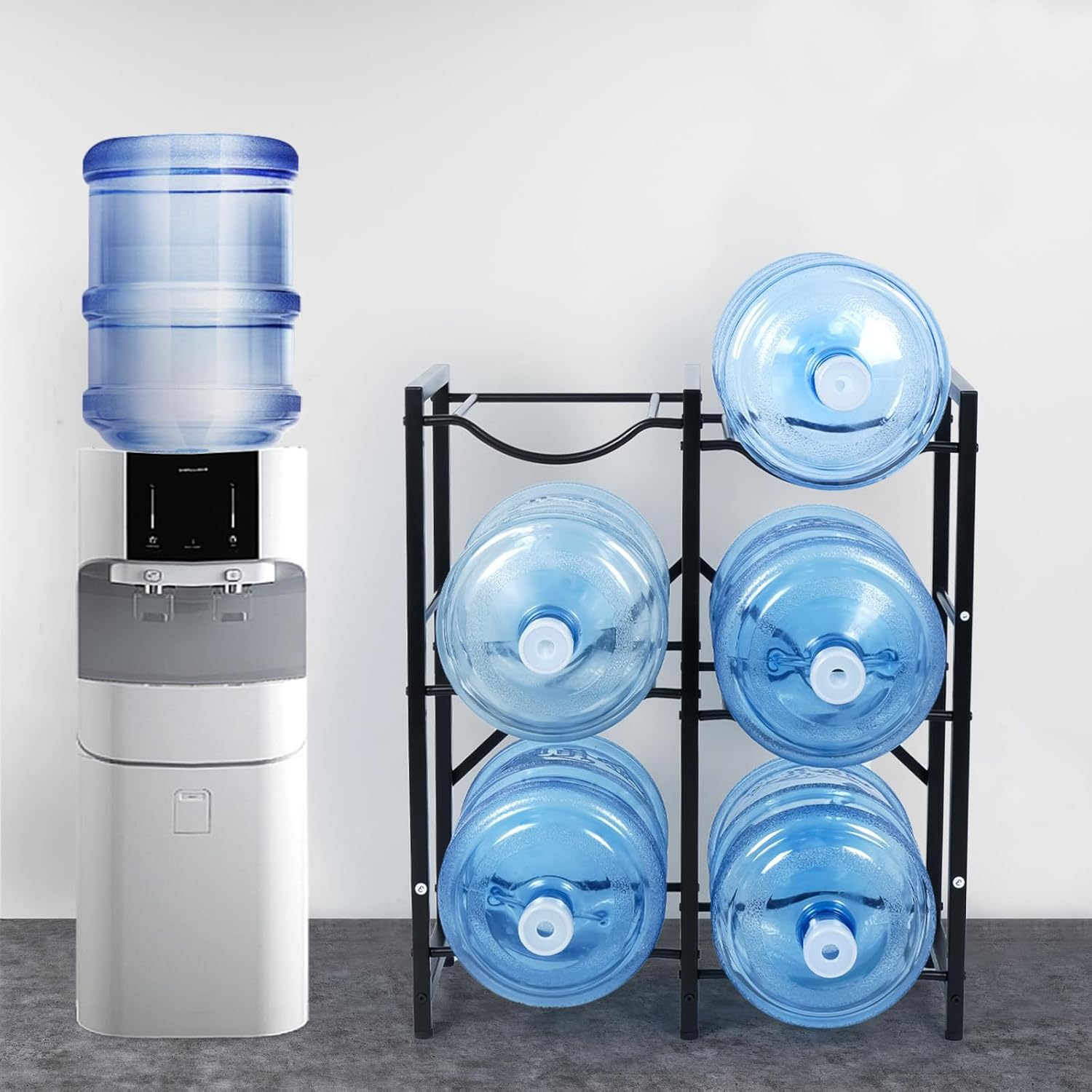 5 Gallon Water Jug Holder 3-Tier Water Cooler Jug Rack Water Bottle Holder Heavy Duty Water Jug Organizer for 6 Bottles for Home Office Organization image number 2