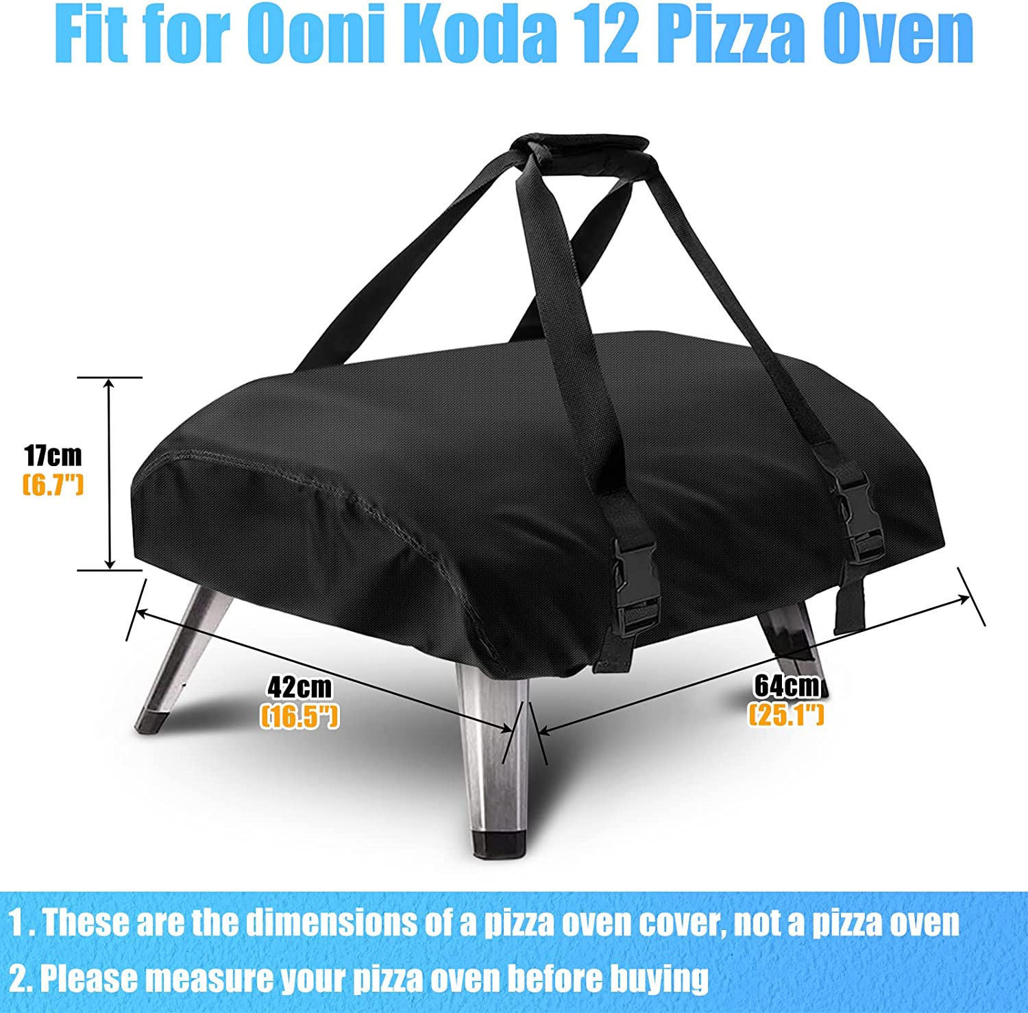 Carry Cover for Ooni Koda 12 Gas Pizza Oven, Kovshuiwe Outdoor Pizza Oven, Waterproof 600D Oxford Fabric, Pizza Oven Cover Accessories (25.2"X16.5"X6.7") image number 4