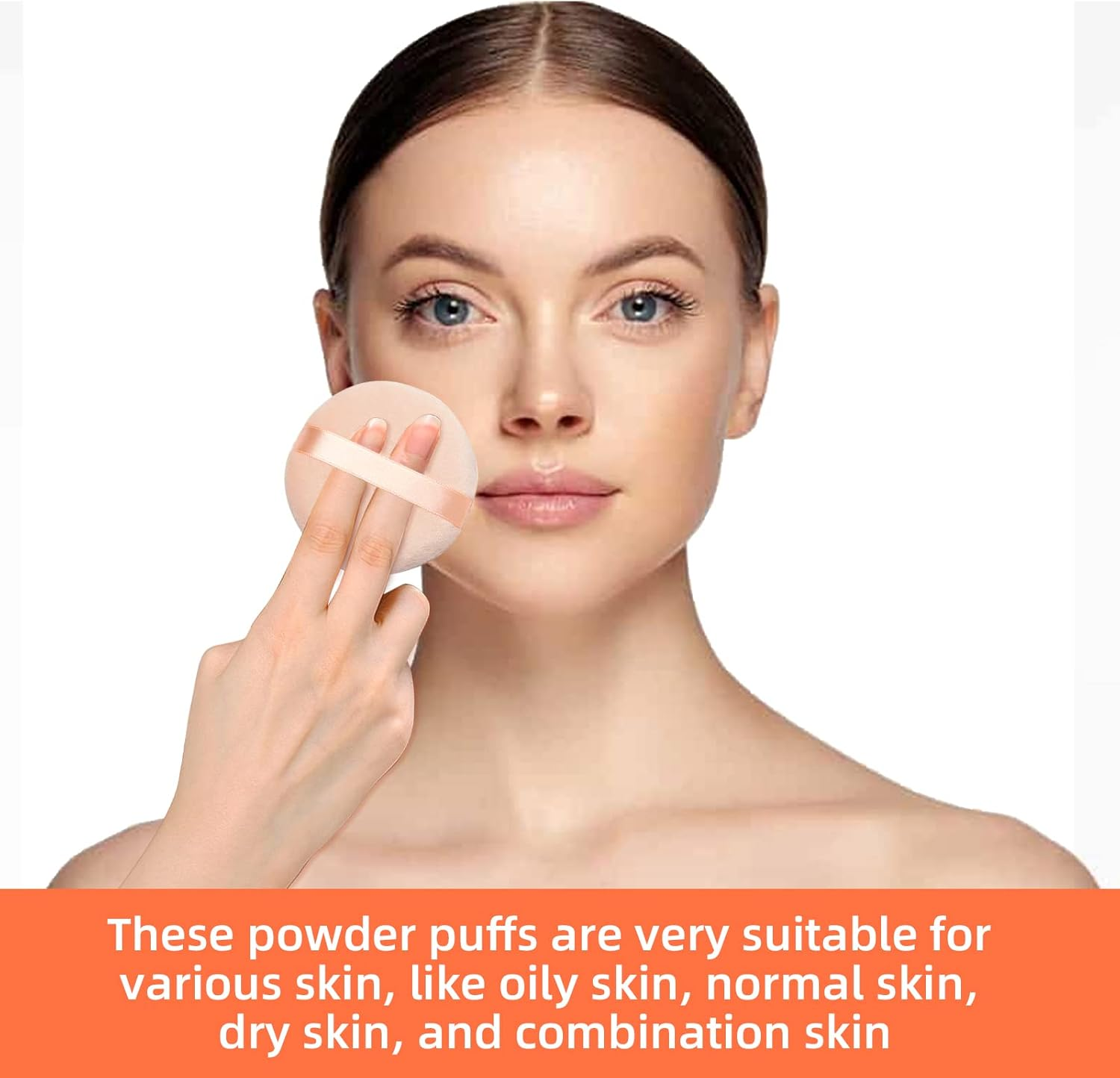 6 Pieces Powder Puffs Cotton Makeup Puffs for Loose Powder Mineral Powder Cosmetic Foundation - 2.36 Inch/6 Cm Soft round Powder Puffs Makeup Face Sponges for Face and Body - Nude image number 5