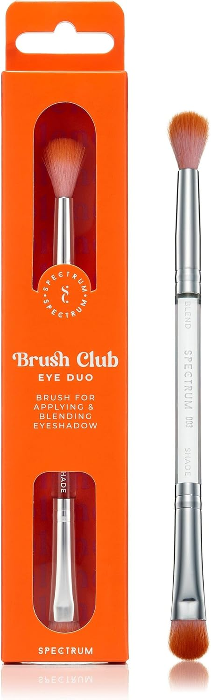 Spectrum Collections Brush Club Double Ended Eye Make up Brush, Spectrum Dual Makeup Brush for Blending Eyeshadow and Shading with Hypoallergenic Bristles, Orange Pink Duo Makeup Brush image number 1