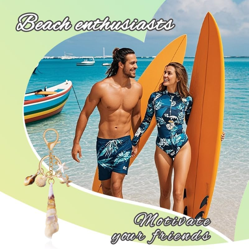 Seashell Purse Charms for Tote Bags Beach Accessories for Backpack Purse Girls Women Beach Themed Gift Keychain Seashell image number 1