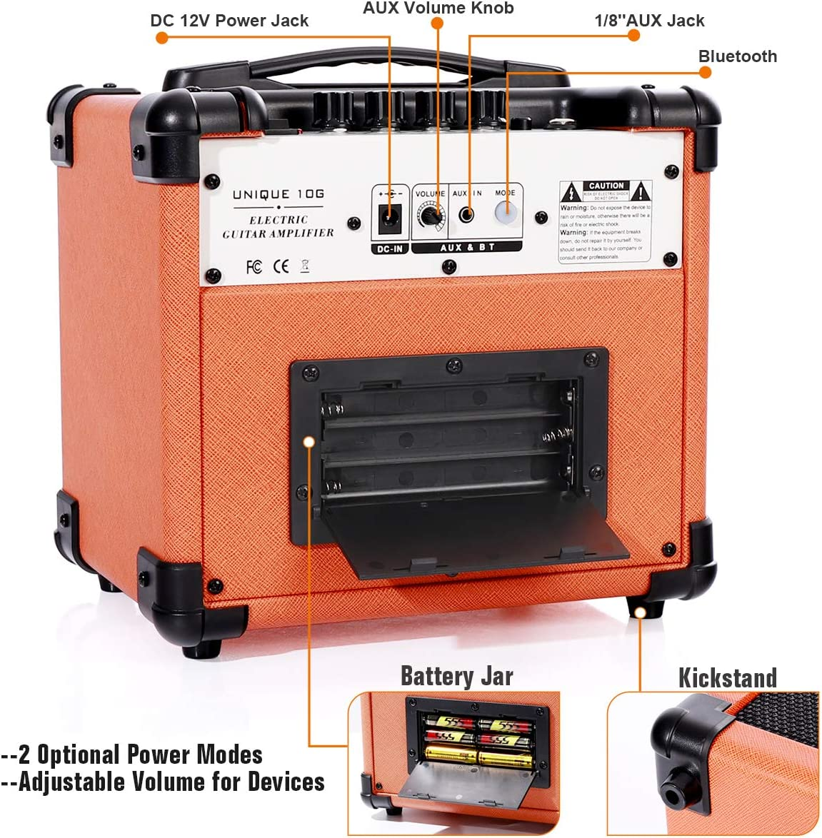 Coolmusic 10G Mini Guitar Amplifier 10W Handle Portable Amp for Electric Guitar Combo Speaker, Build in Bluetooth image number 6