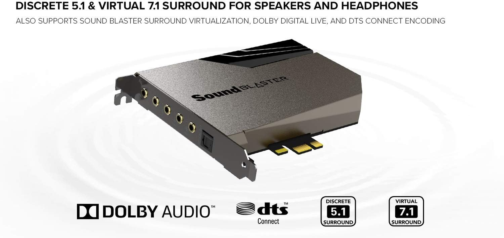 Creative Sound Blaster AE-7 Hi-Res Internal Pcie Sound Card, Quad-Core Processor, 127Db DNR ESS Sabre-Class 9018 DAC, Xamp Discrete Custom Bi-Amp, Discrete 5.1/Virtual 7.1, Dolby, DTS Encoding (Black) image number 5