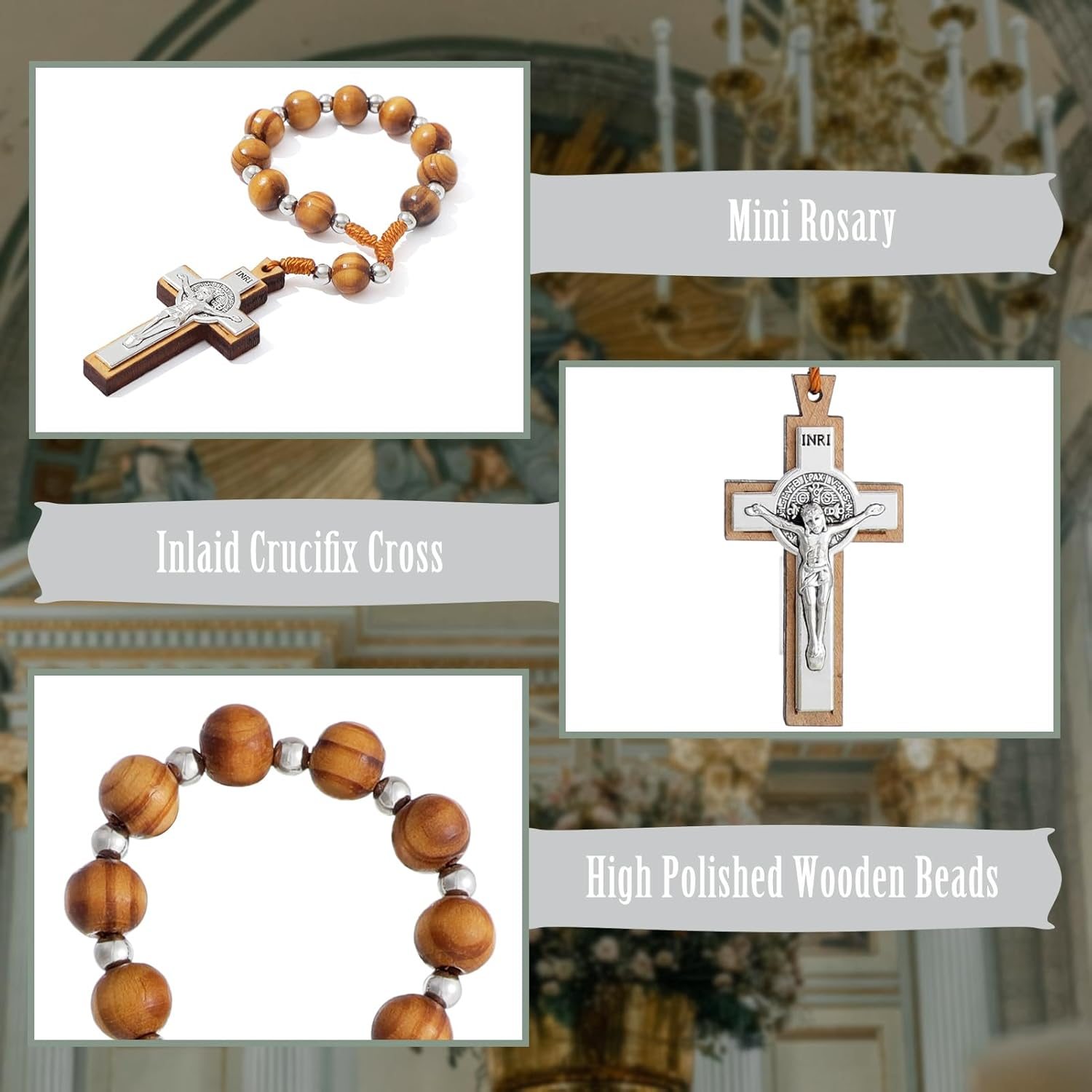 KOMI Prayer Pocket Rosary Baptism Rosary Catholic Accessory Catholic Gifts for Men Women Rosaries Bulk Baptism Favors for Guests Party Favors image number 3