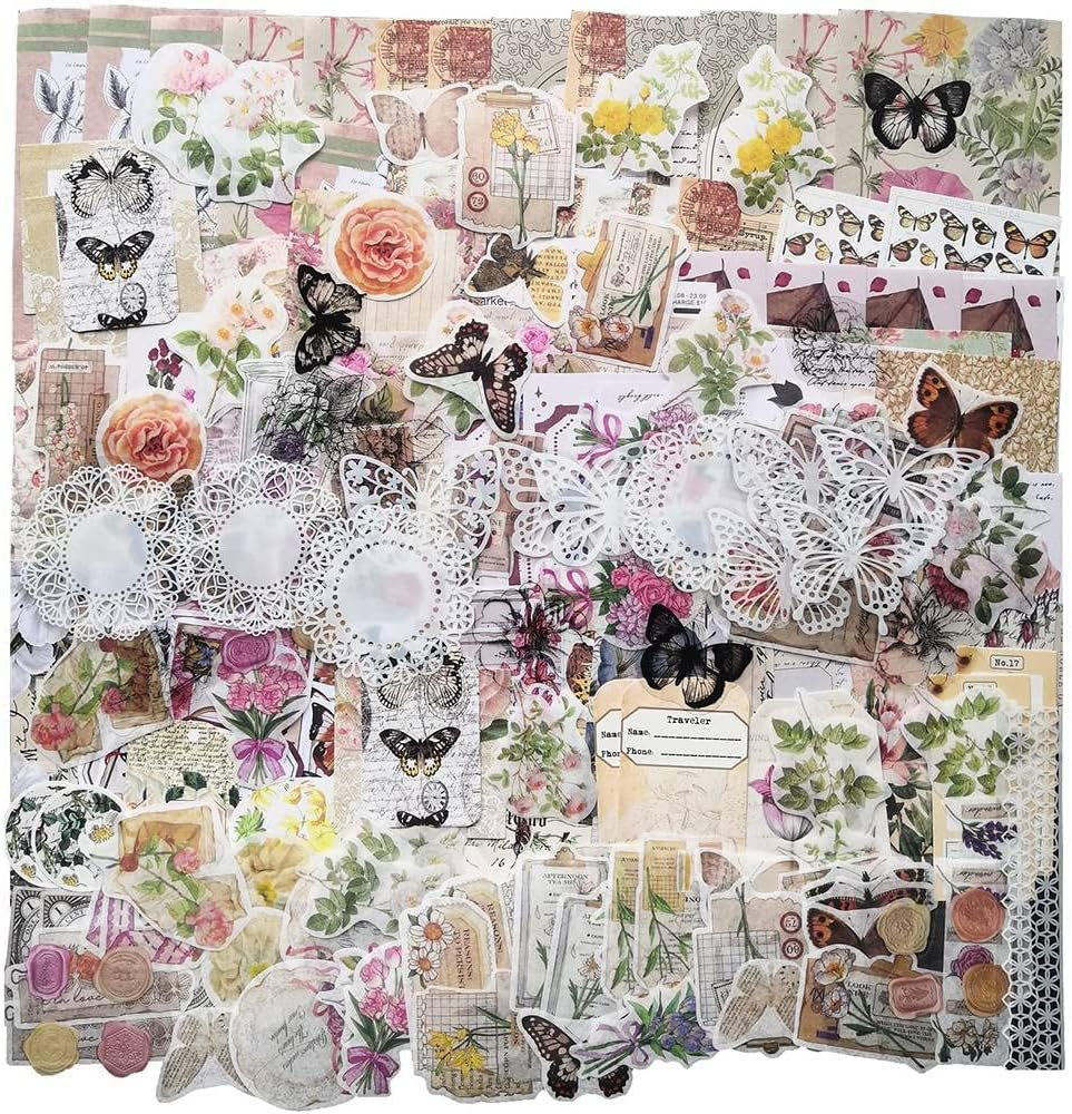 Zicojia 260Pc Vintage Scrapbook Supplies Aesthetic Scrapbook Stickers for Journaling,Gift Wrapping Cottage Decor Collage Craft B image number 5