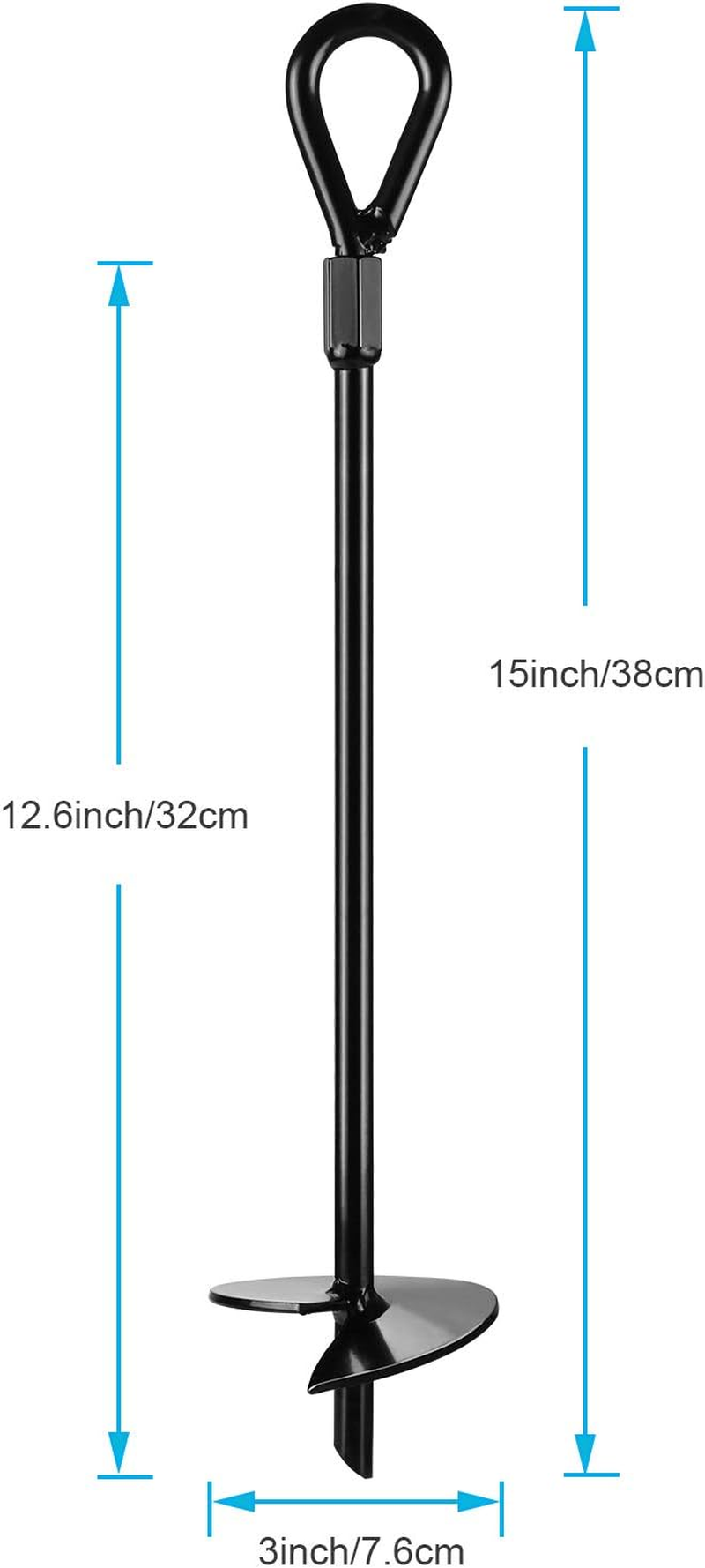 Ground Anchors, Agptek 4 Packs Ground Anchor Kit with 15 Inches Long and 0.5 Inches Thick, Ground Anchors Heavy Duty Great for Tents, Canopies, Sheds, Trampoline and Swing Sets image number 3