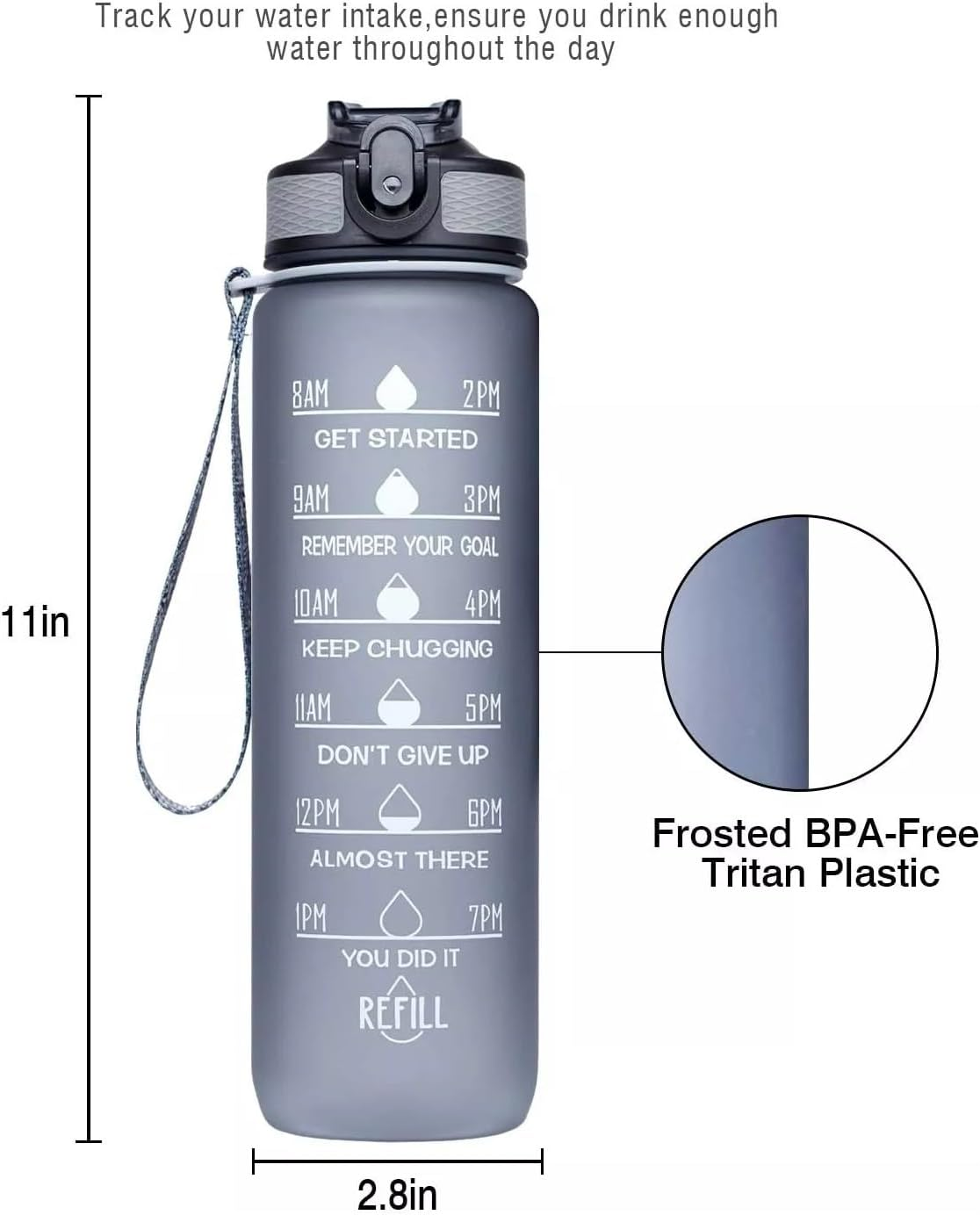 Aegon Gym Water Bottle Sports (BPA Free) | Motivational Time Marked Sipper Bottle for Gym, Office, School, Boys, Girls | Stylish Gym Bottle for Men & Women | Leak Proof Sports Shaker 1 Litre image number 4