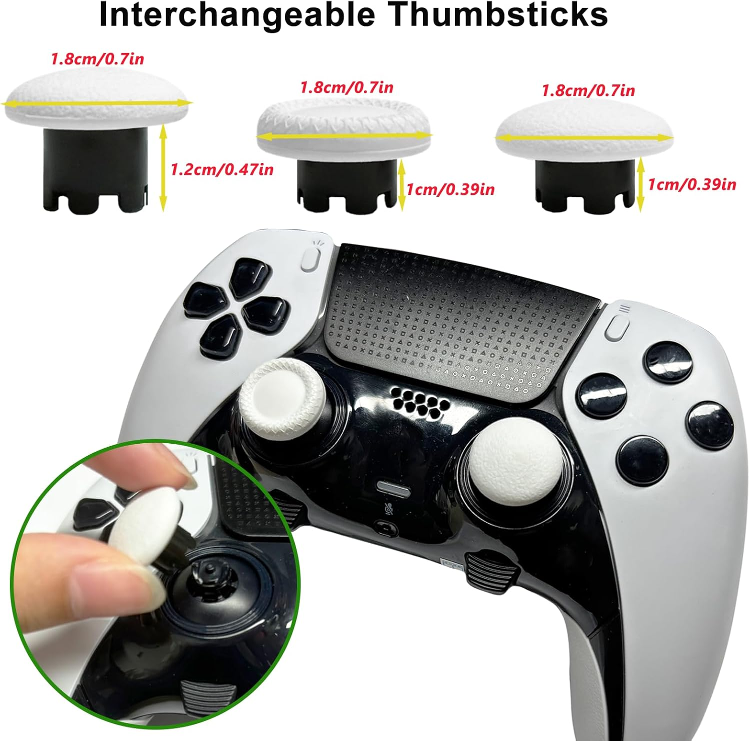 10 in 1 Metal Back Paddles Replacement for PS5 Dualsense Edge Controller,Swappable Thumbsticks Analog Joysticks Kits,Replacement Accessories for PS5 Edge Controller with 4 Paddles,6 Thumbsticks(White) image number 1