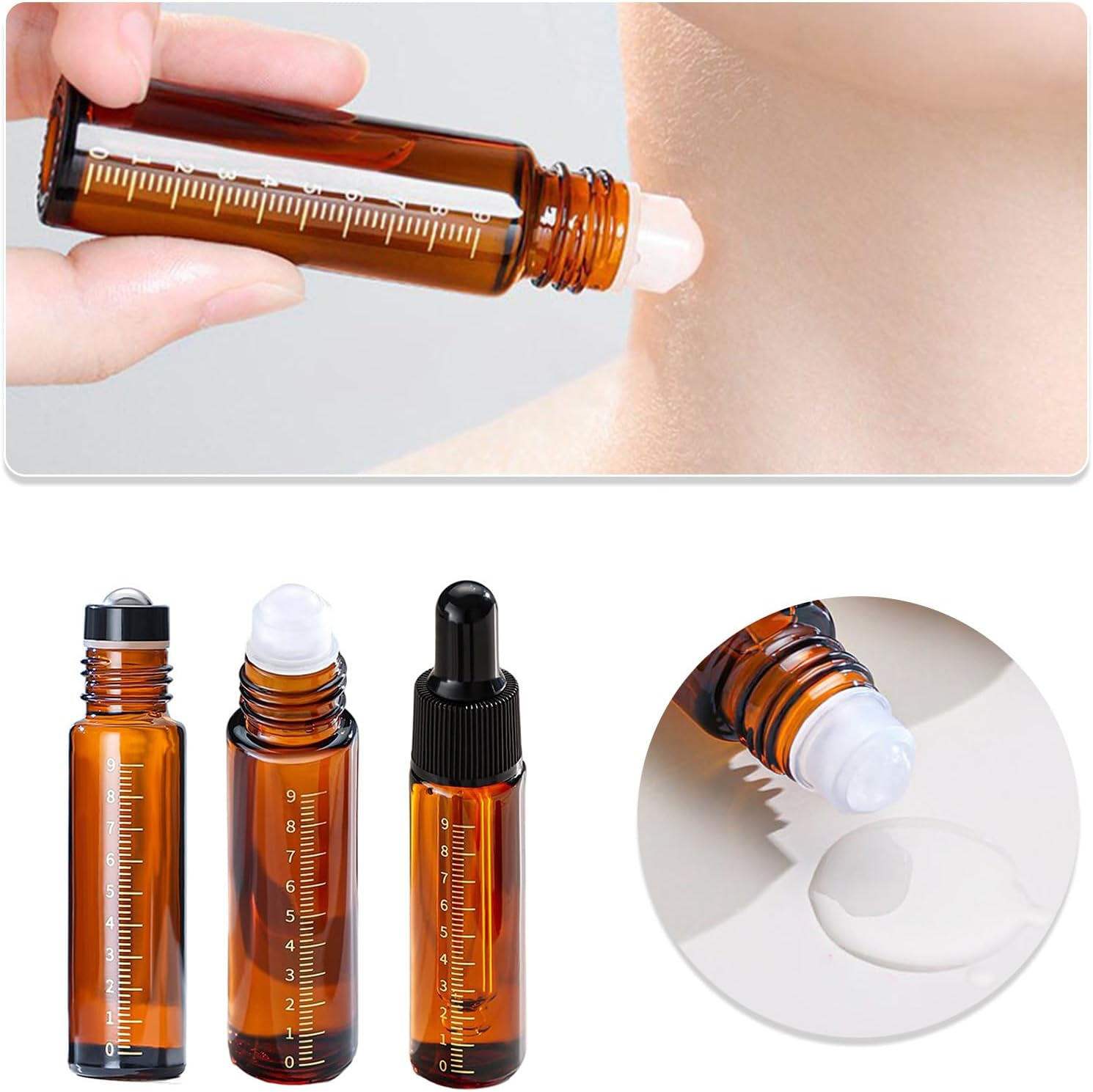 Refillable Perfume Bottle Dropper Bottle Leak Proof Essential Oil Bottle Glass Roll Bottle Essential Oil Bottle