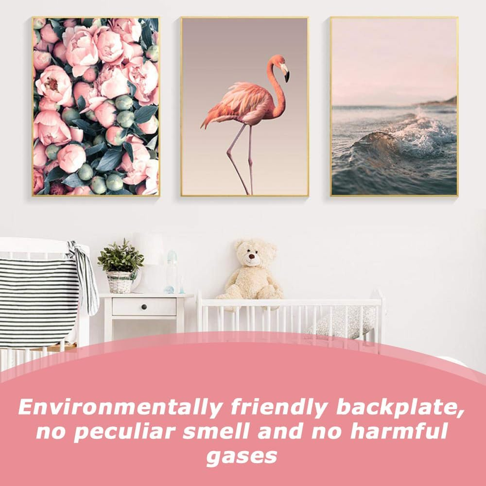 3 Pcs Romantic Flamingo Rose Wall Paintings, Animal Painting Modern Wall Art Home Decor, Contemporary Bird Wall Decor, Framed Wall Art for Living Room, Bedroom, Apartment, 40X60 CM image number 1