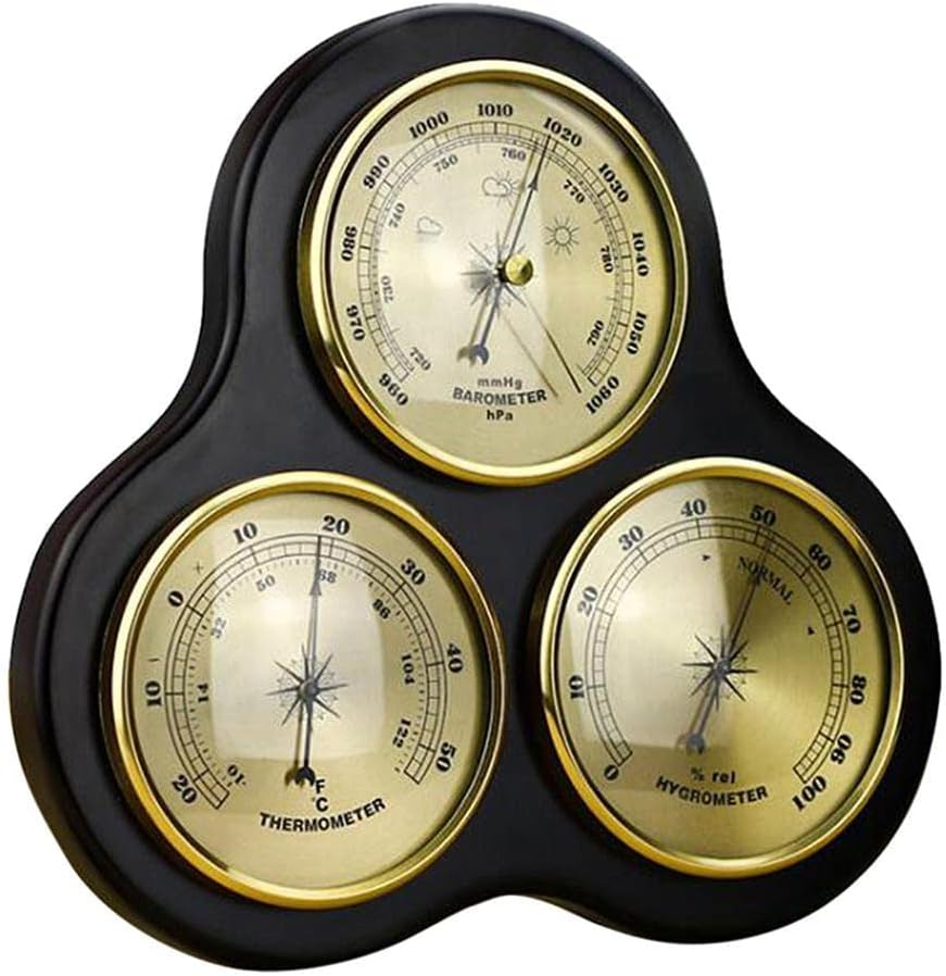 Baosity Wooden Thermometer, Hygrometer, Barometer Traditional Weather Station Indoor Outdoor image number 6