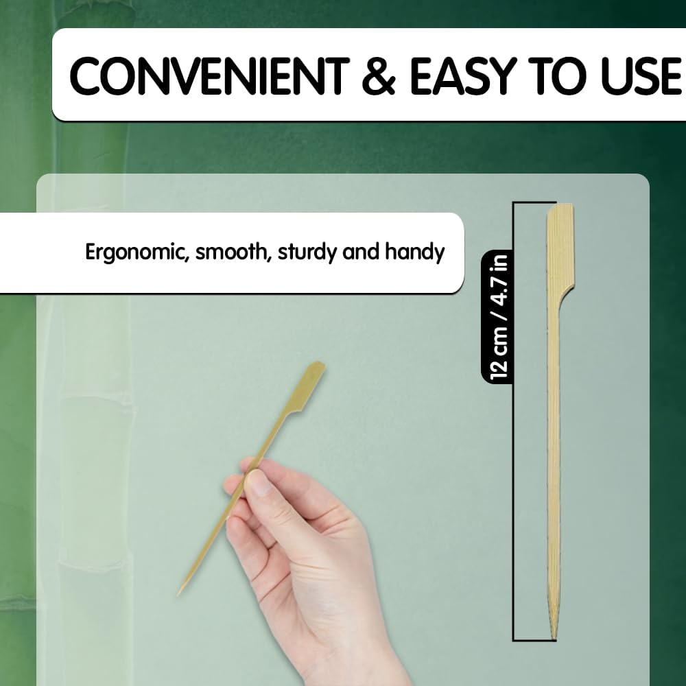 300 Pcs Bamboo Skewers, Wide Flat Paddle Wood Skewer - Teppo Picks for Parties, Appetizers, Marshmallows, Fruits, Grilling Barbecue (BBQ) - by Mobi Lock image number 5