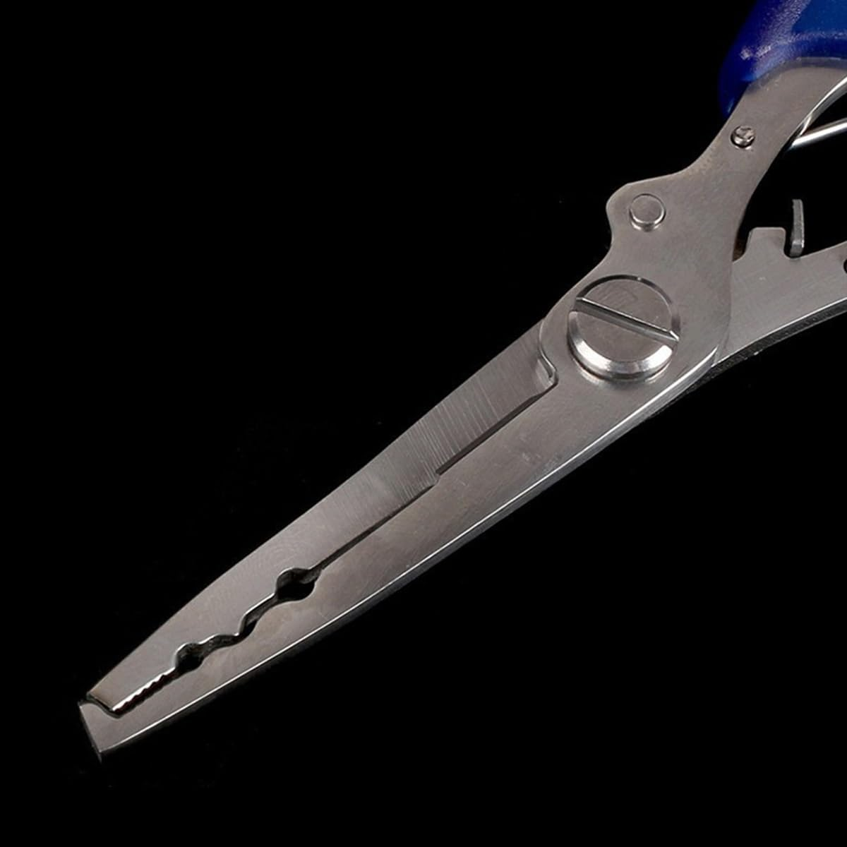 NUZAMAS Stainless Steel Blue Fishing Pliers - Curved Crimper Line Cut Anti-Rust Fish Catcher Control Gear image number 1