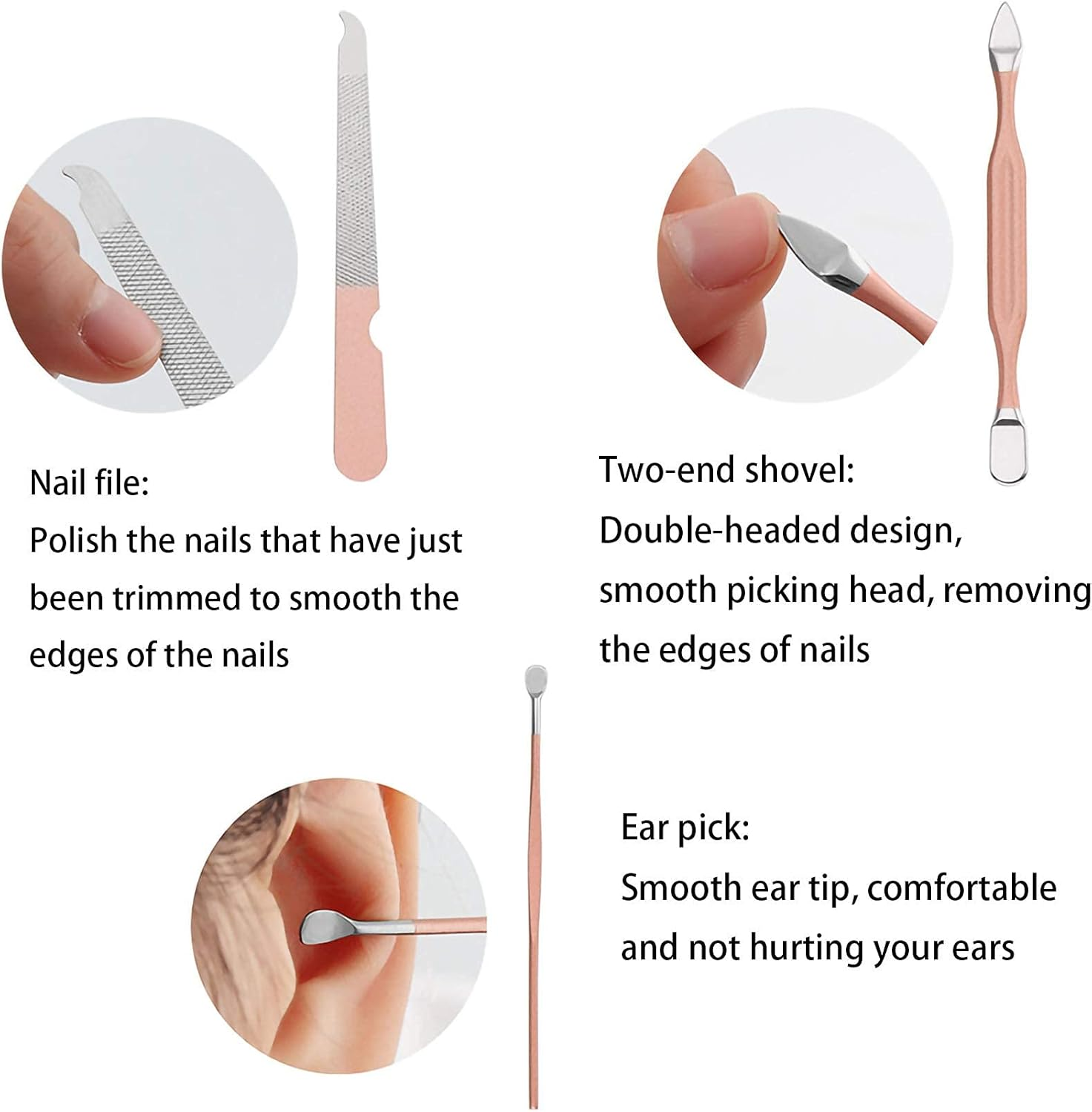 Professional Nail Clipper Set[7 Pcs], Manicure Set, Pedicure Set Stainless Steel Nail Scissors Travel & Grooming Manicure Set, Nail Care Kit, with Box (Pink) image number 6