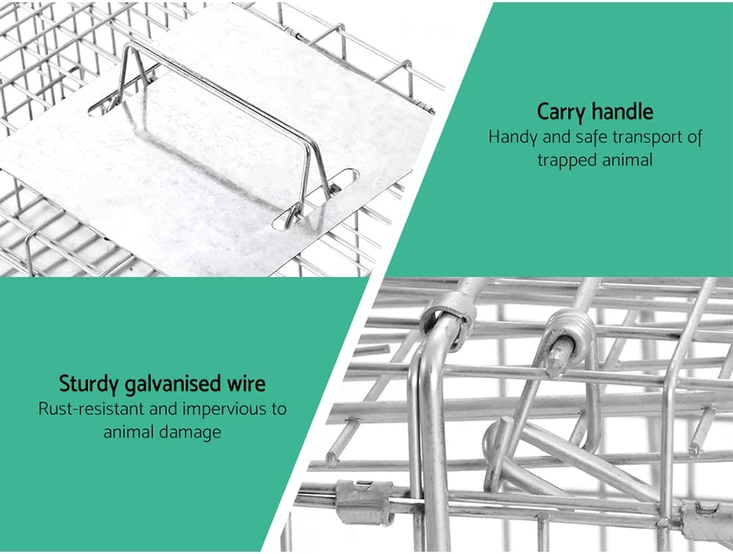 Gardeon Mouse Trap, 79 X 28 X 33Cm Guinea Pig Rat Rabbit Cage Possum Rats Fox Cat Humane Mice Traps Small Animals Cages for Indoor Outdoor Farm Backyard, Automatic Door Lock Collapsible Silver image number 6