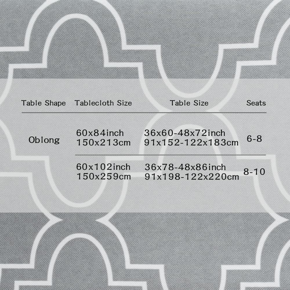 Excovip Cotton Linen Fabric Tablecloth-Washable Table Cloth-Wrinkle Free Anti-Fading,Dust-Proof Table Cover for Kitchen Dining, Party, Holiday, Christmas, Buffet(Oblong, 8-10 Seats,150X259Cm,Gray) image number 5