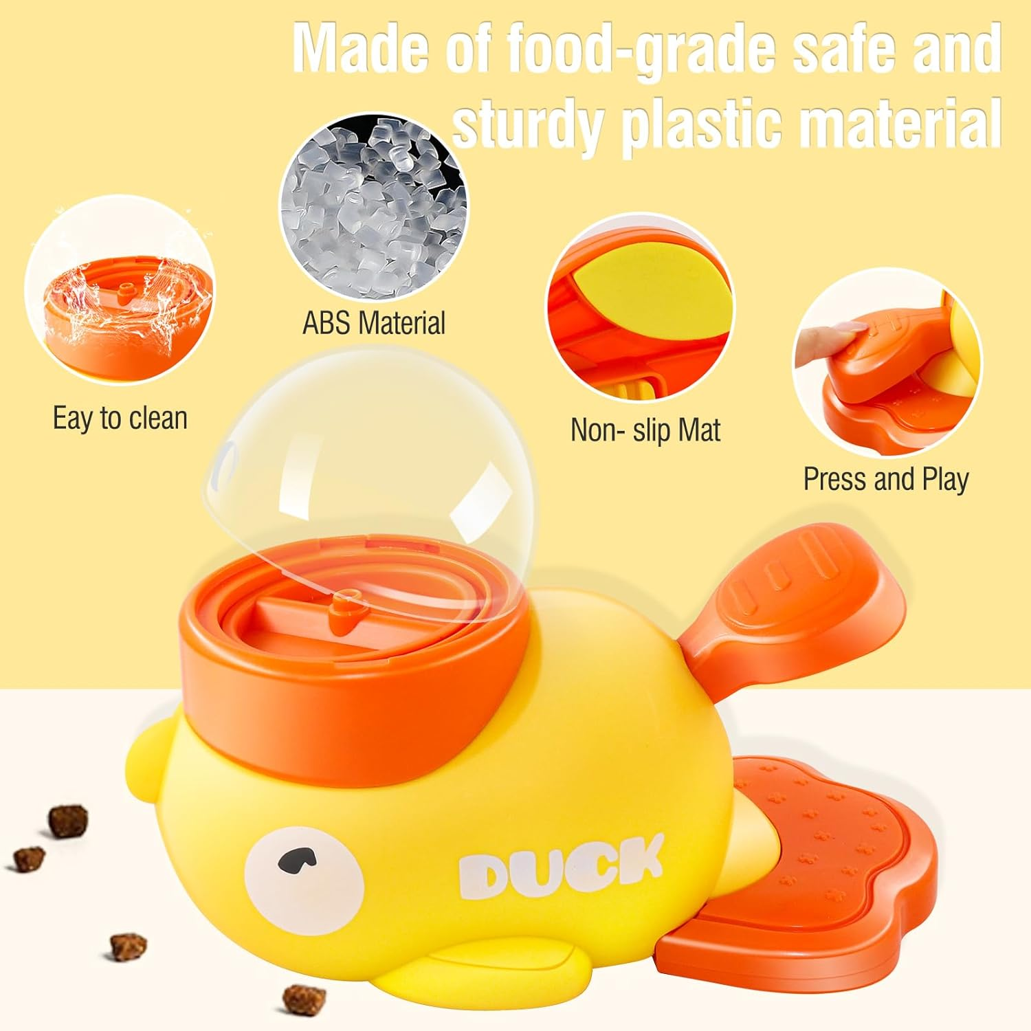 Cat Interactive Treats Dispenser, Dog Slower Feeder Puzzle Toys, Duck-Shaped Enrichment Toys for Cats and Small Dogs, Interactive IQ Training Reduces Bloating image number 2