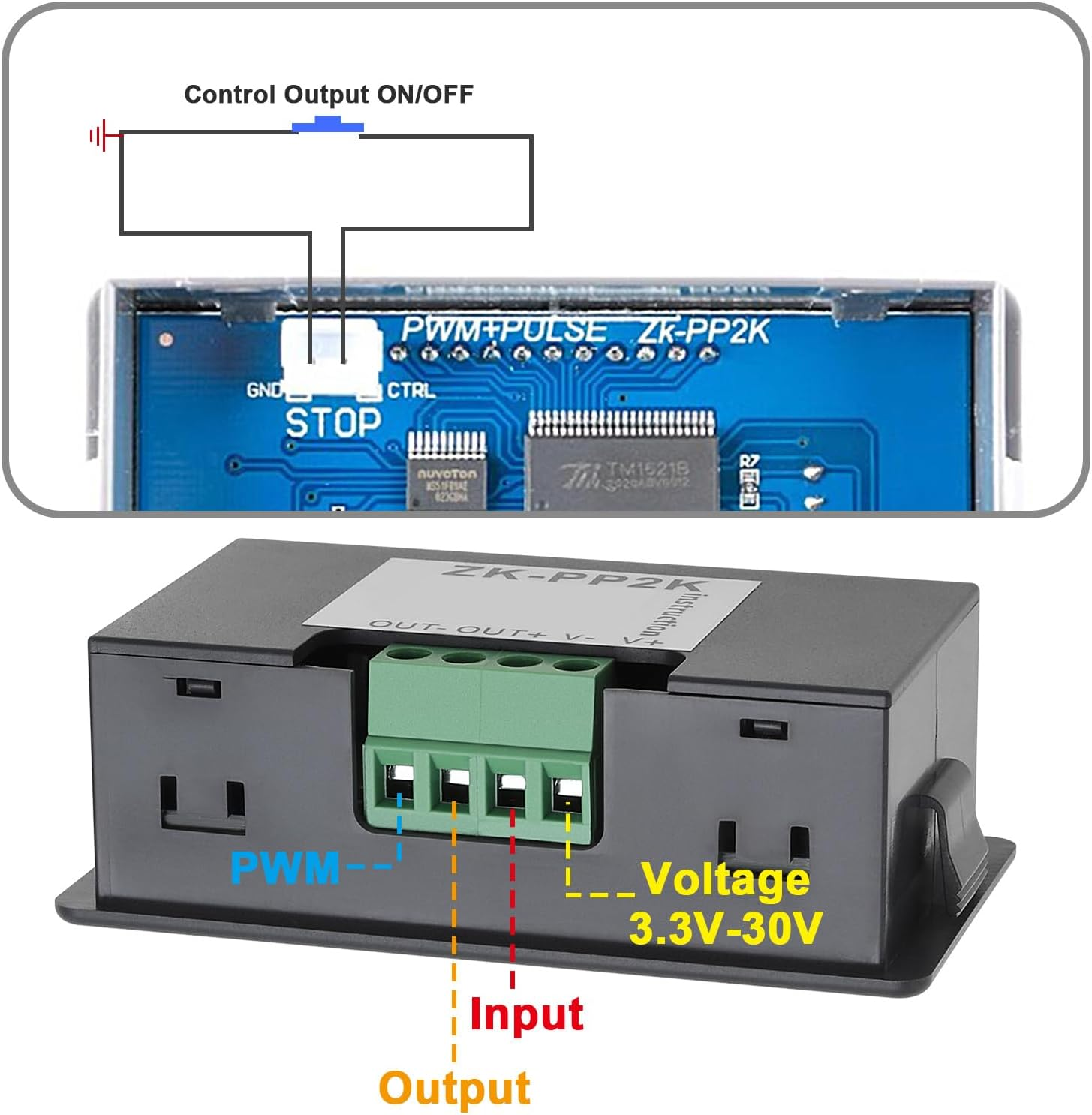 LT Easiyl PWM Motor Speed Controller ZK-PP2K PWM Pulse Frequency Generator DC 3.3~30V 12V 24V LCD Pulse Frequency Cycle Module for Signal Generator