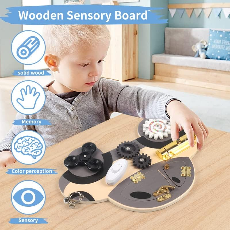 Busy Board Montessori Car Theme &ndash; Wooden Montessori Play Board for Toddler Kids 3+ Years, Boys & Girls, Fun Activity Toy with Locks, Latches, Gears & Spinners, Travel Friendly Fidget Learning Toy image number 2