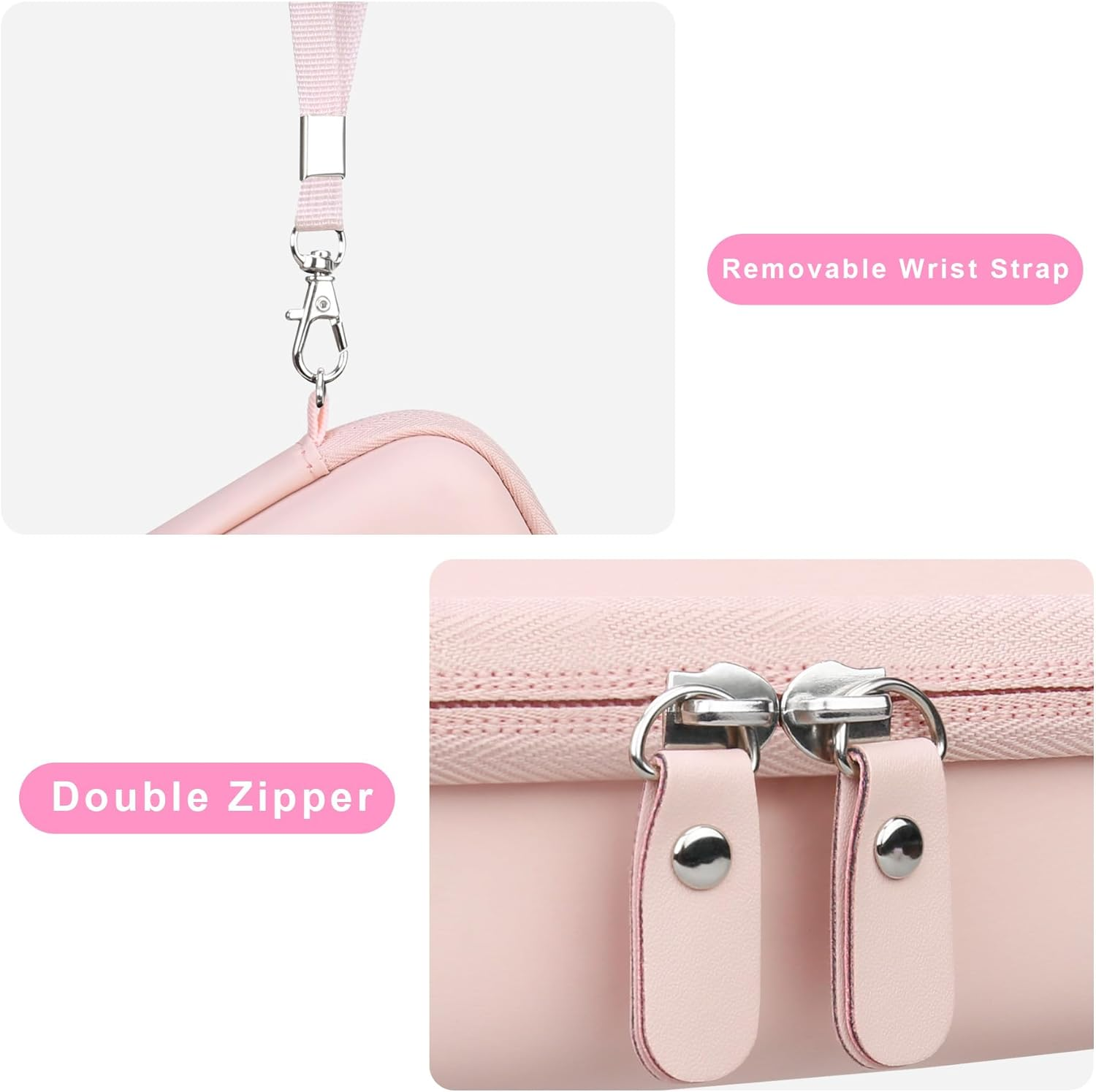 Canboc Hard Case for Fujifilm Instax Mini Link 3/ Fujifilm Instax Mini Link 2/ Instax Mini Link Smartphone Printer, Mesh Pocket Fit Instax Mini Instant Film and Cable, Soft Pink - Mint Green image number 4