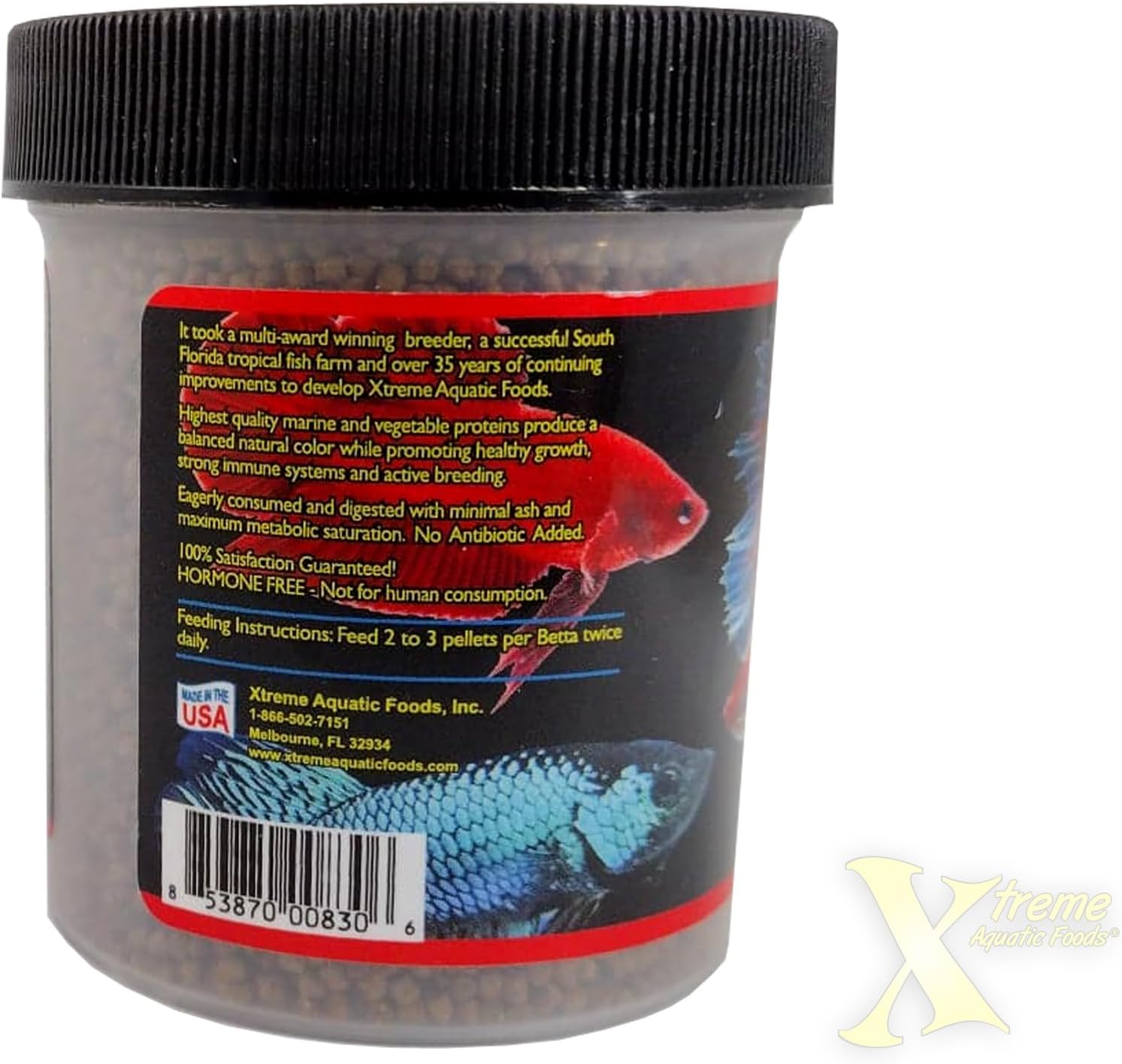 Xtreme Aquatic Foods Betta 1Mm Semi-Floating Pellets Fish Food for All Bettas and Siamese Fighting Fish 71 Grams (2.5Oz) image number 2