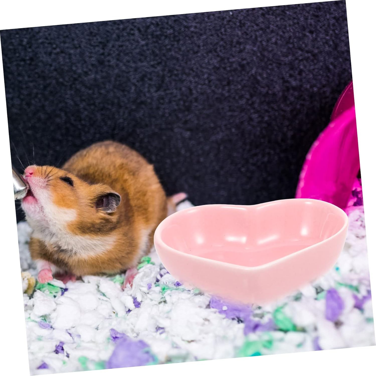 3Pcs Hamster Food Bowl Tiny Bowls Hamster Feeder Bowl Pet Food Container Guinea Pig Food Bowl Hamster Ceramic Cute Hamster Feeding Bowls Pink Bottle Ceramics Hedgehog Cat Food Bowl image number 4