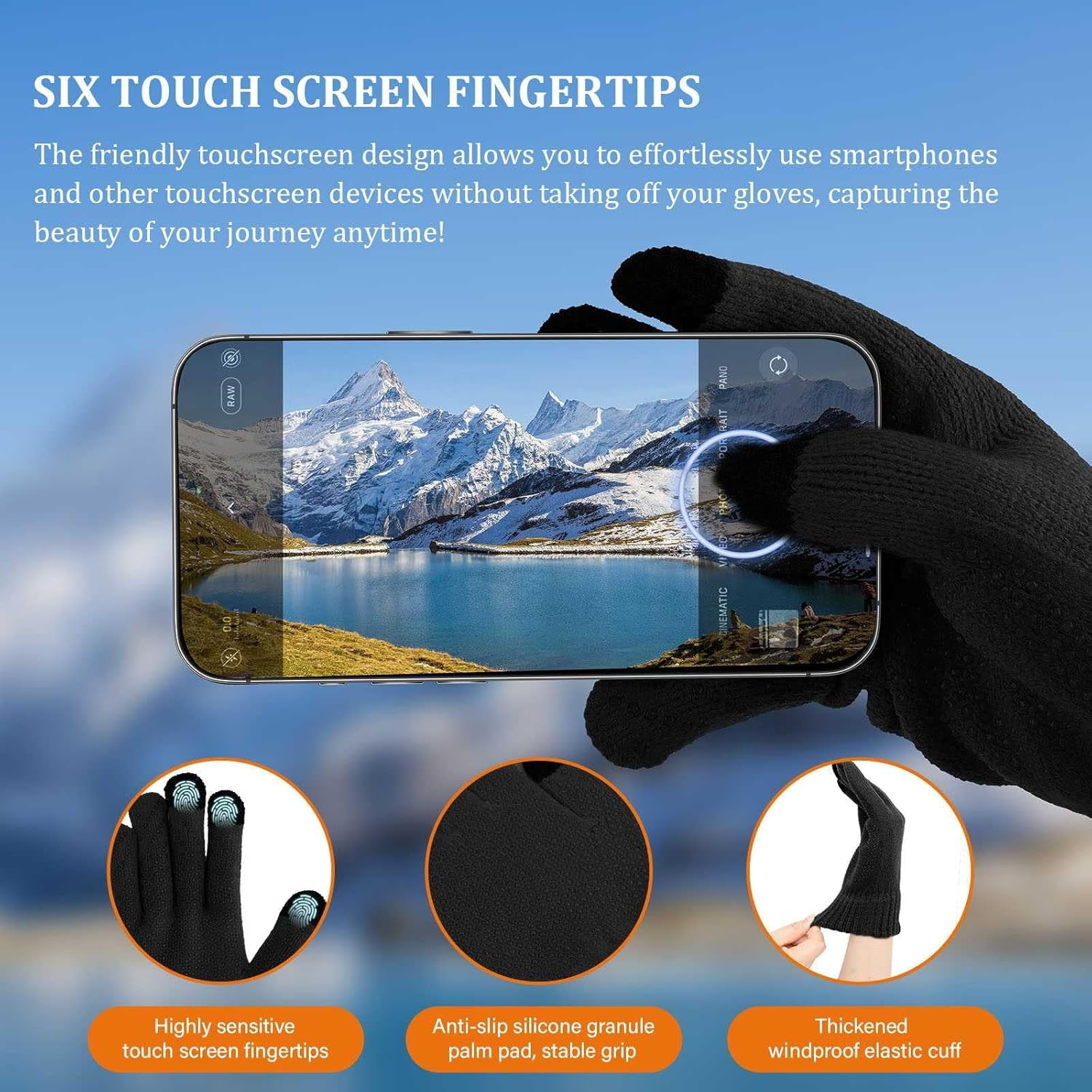 LOKZEER Winter Hat Scarf Gloves Set for Men Women - Warm Knit Beanie with Fleece Lining, Touchscreen Gloves with Non-Slip Silicone Palm, Thick Knitted Long Scarf, Warm Cold Weather (One Size) image number 3