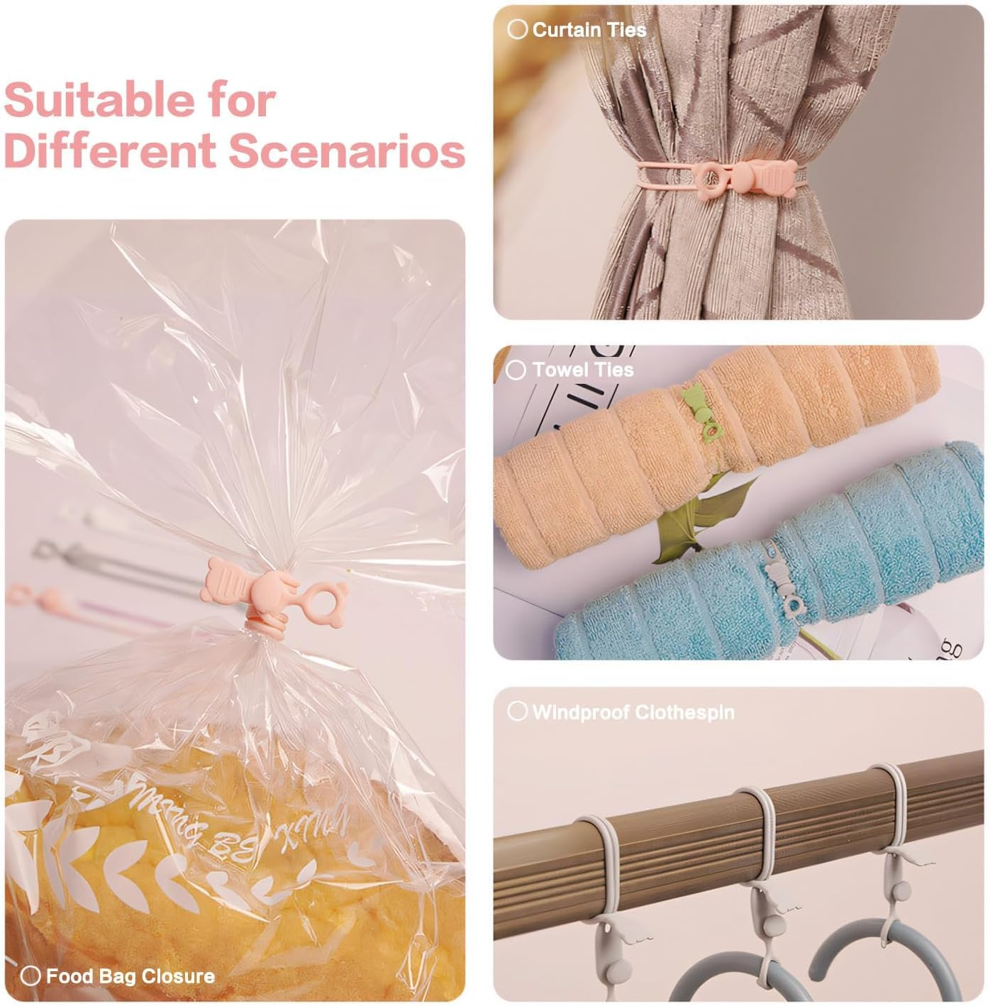 Silicone Cable Ties Straps Wire Organiser Reusable Fastening Cable Ties Cord Pack of 10