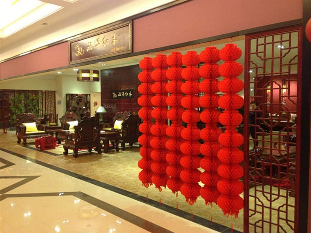 4 Strings 20 PCS Chinese Style Red Lantern String Paper Lanterns Decoration for Chinese New Year Spring Festival Mid-Autumn Festival Christmas Patio Garden Parties Decoration (Large) image number 6