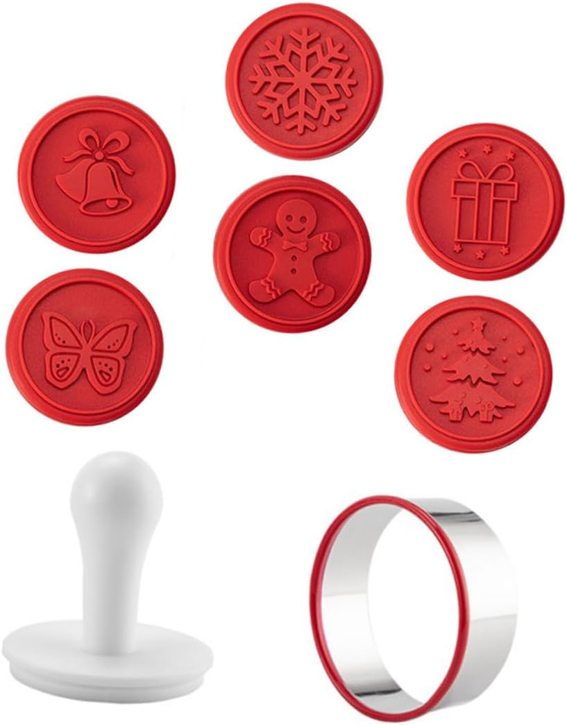 1Set Christmas Cookie Seal Molds Hand Press for Baking for Cookies Jelly and Fondants Food-Grade Safe Materials image number 4